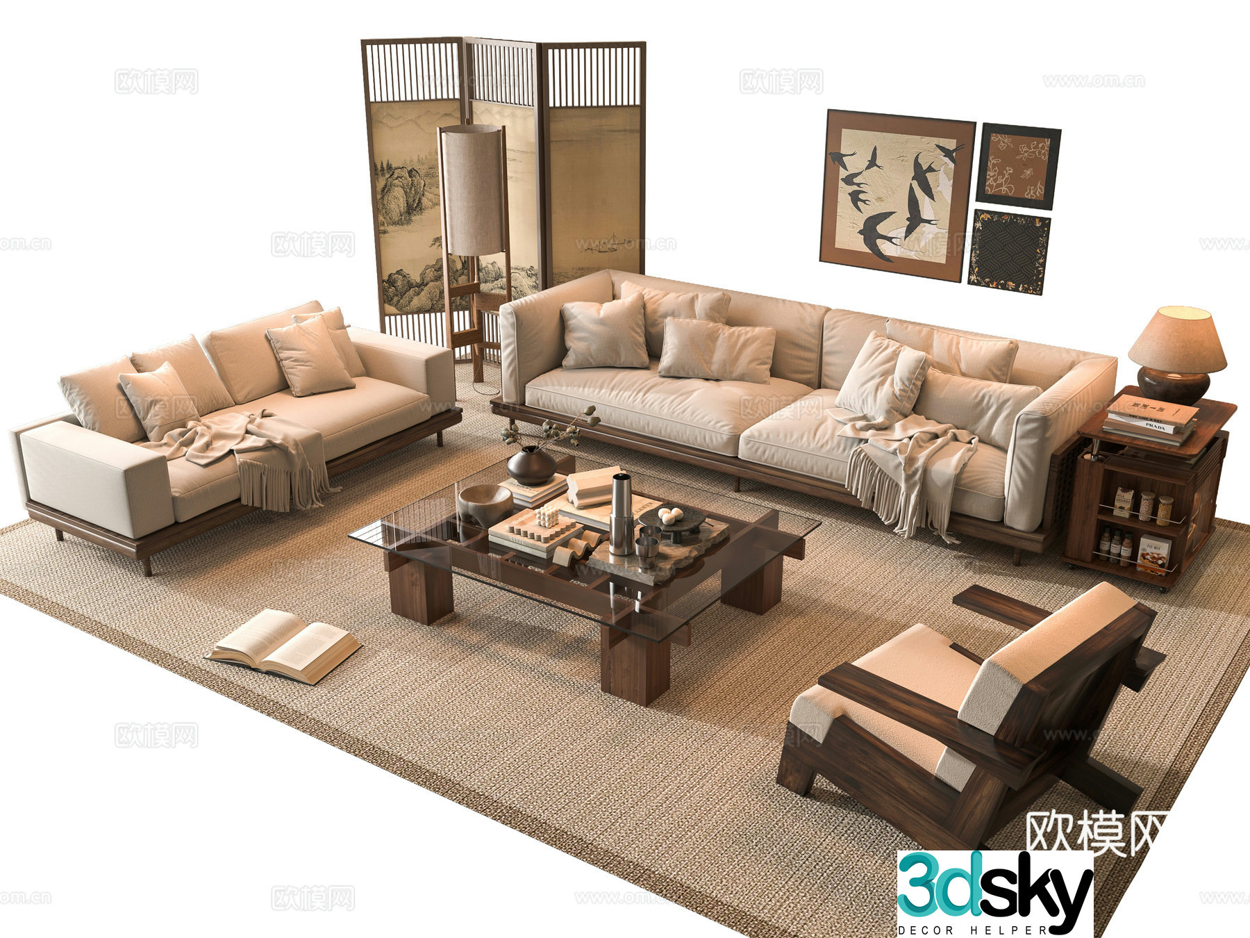 Middle-aged sofa combination 3D model