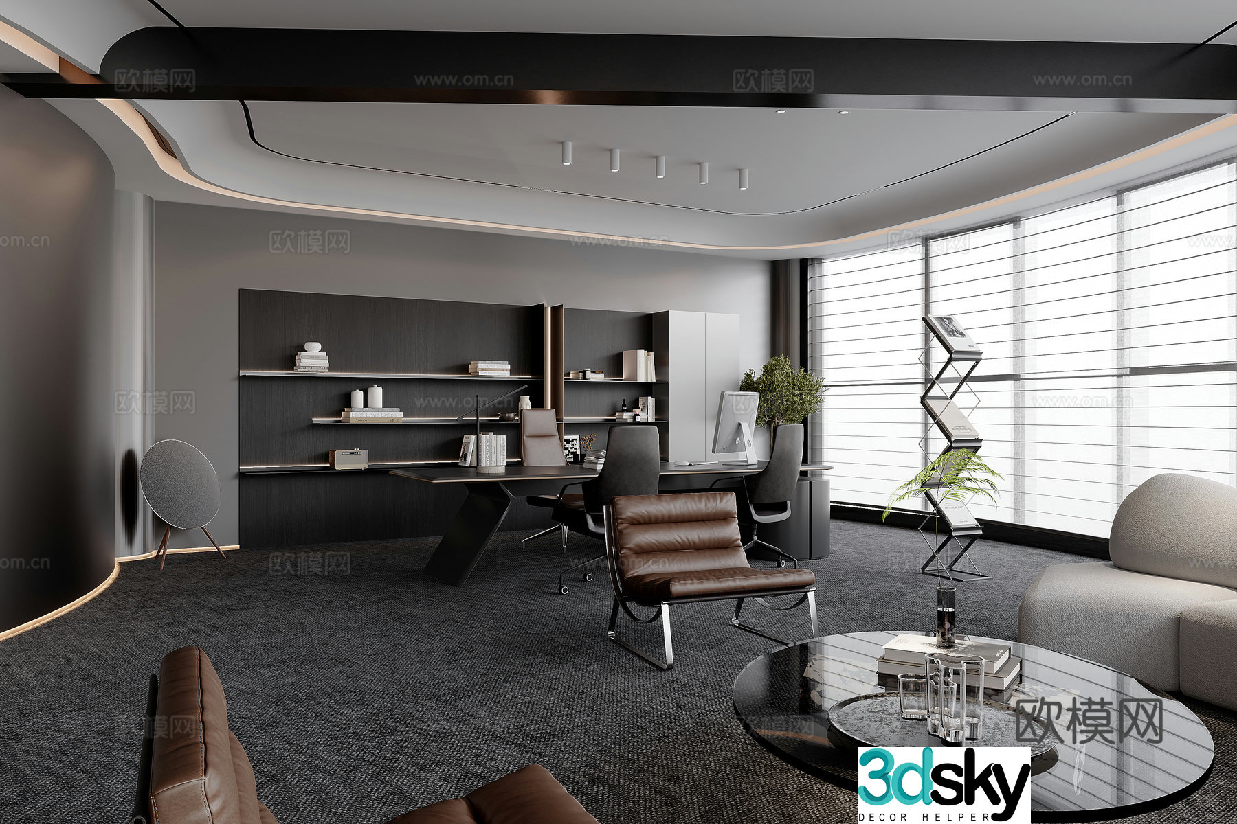 Modern Office General Manager Chairman Office Desk Office Area 3D Model
