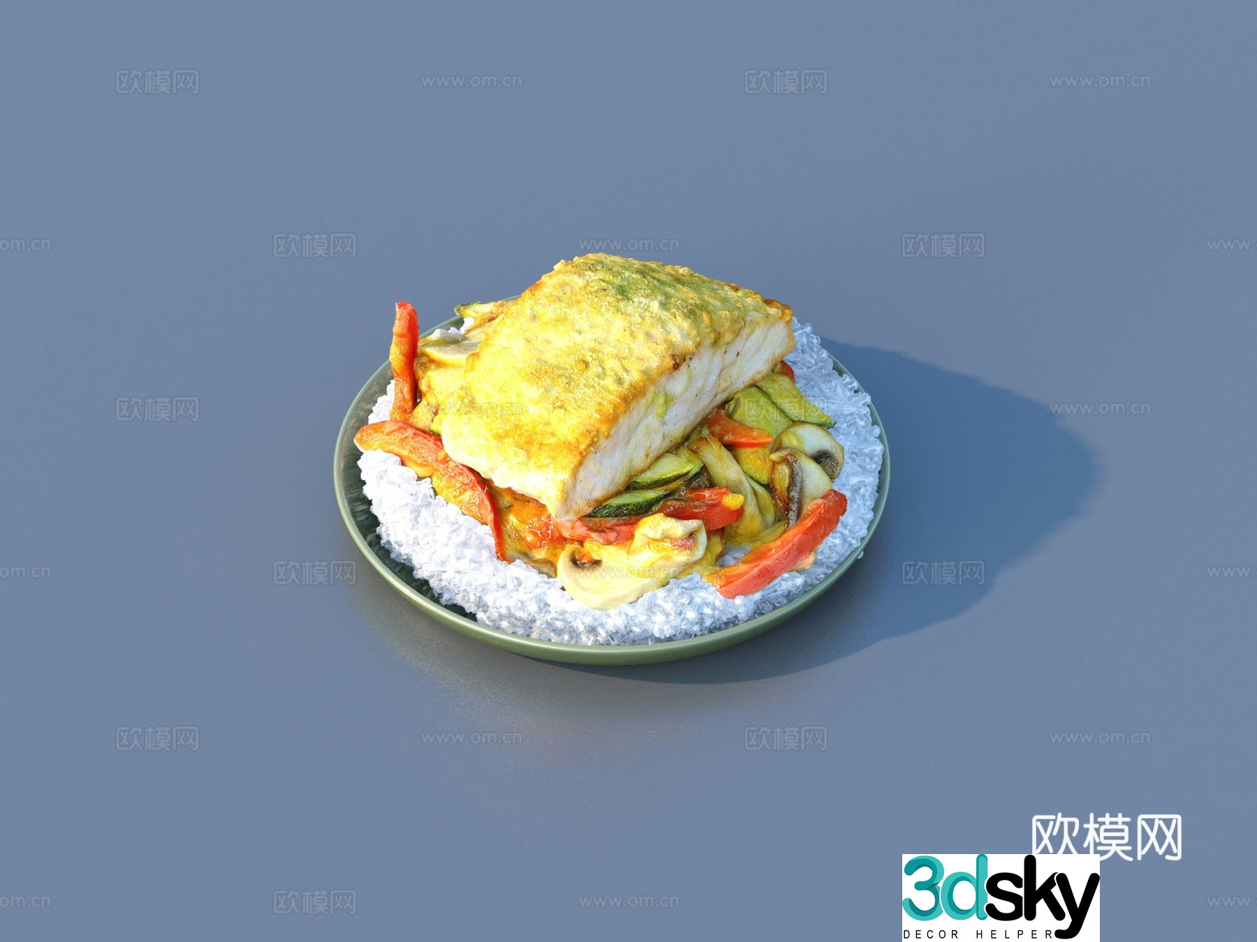 Food Curry Rice Gourd Rice 3D Model