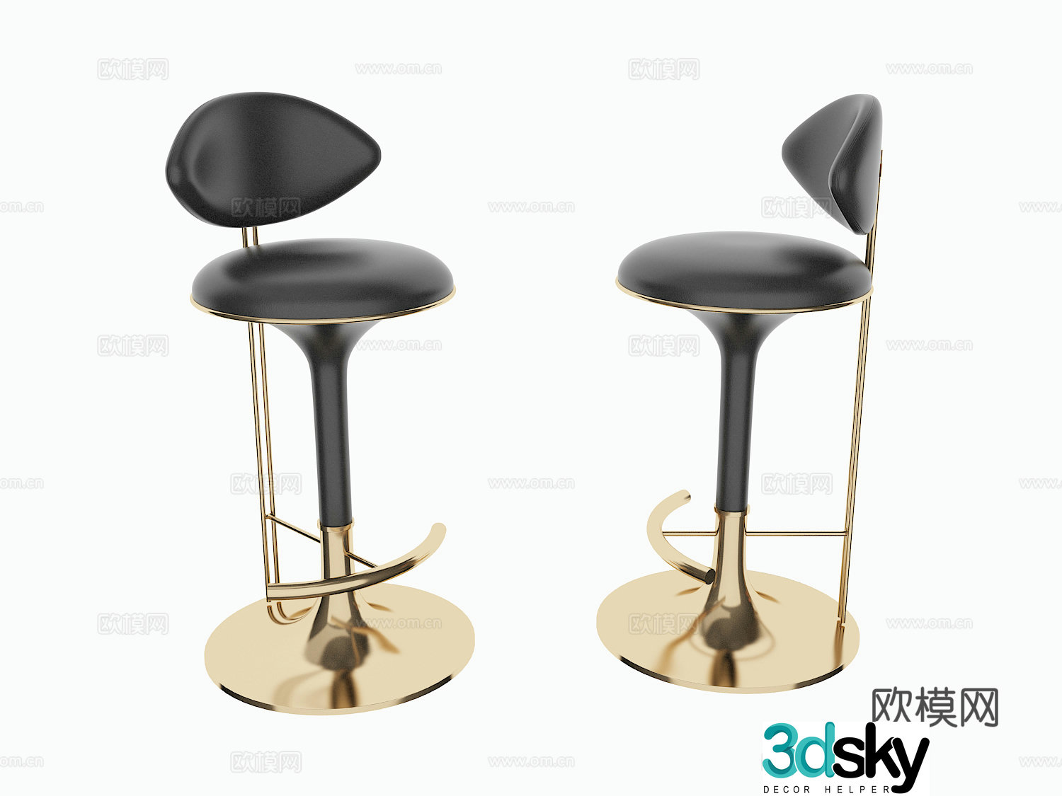 Modern bar chair bar stool 3d model