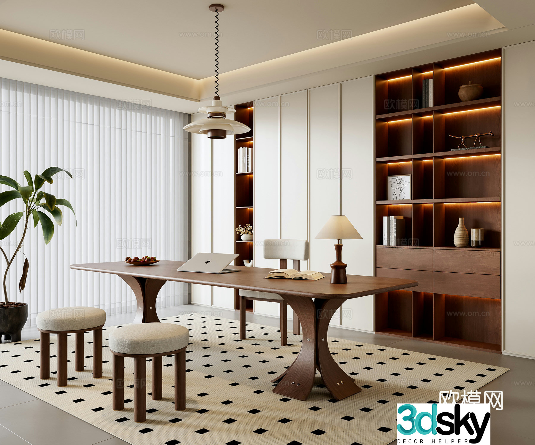 Middle-aged study room 3D model