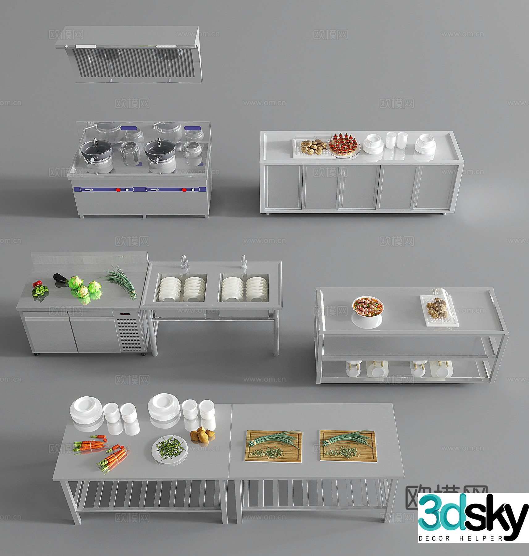 Modern kitchen equipment Kitchen kitchen utensils Kitchen equipment Kitchen supplies combination 3D model