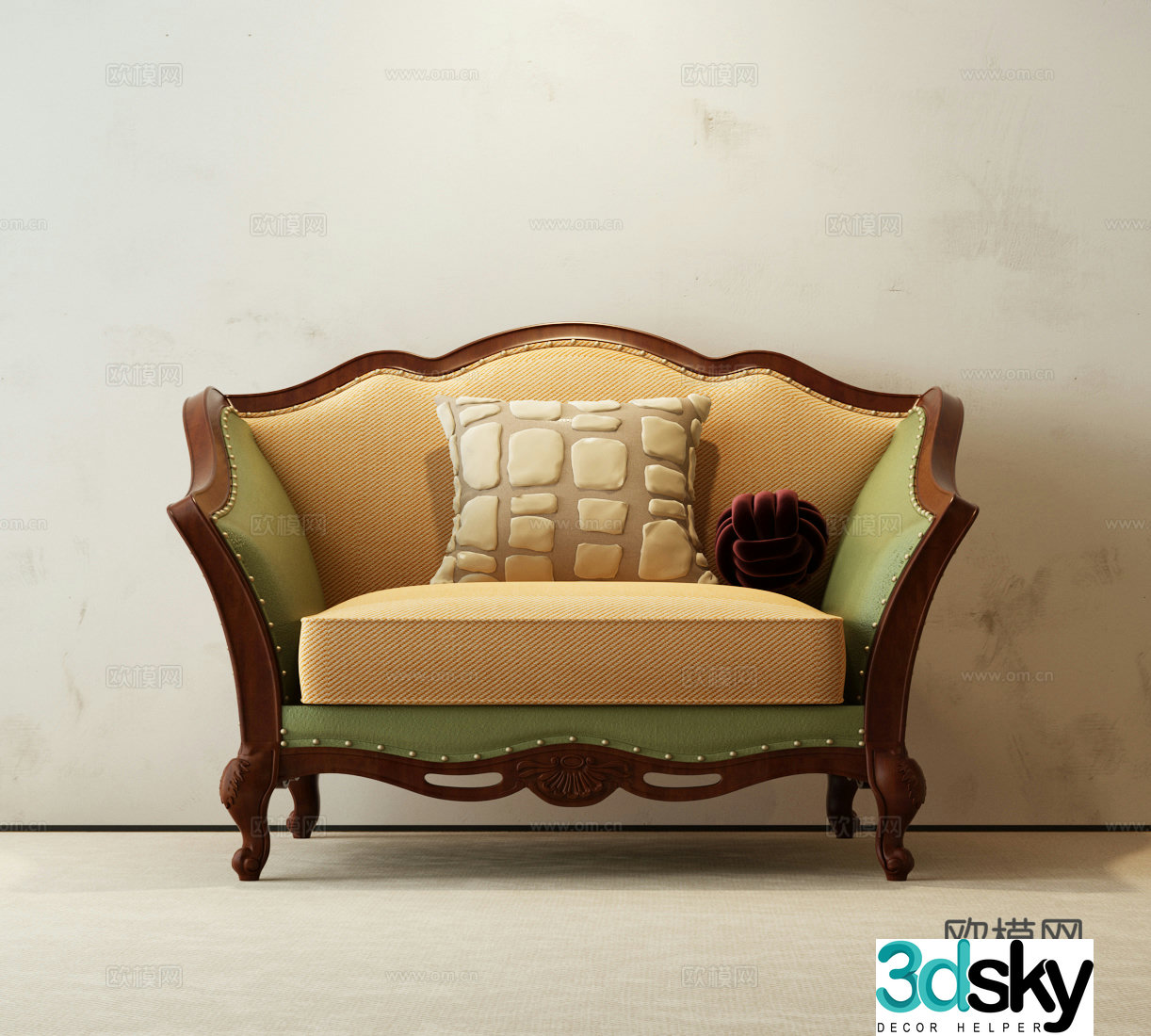American single sofa 3d model