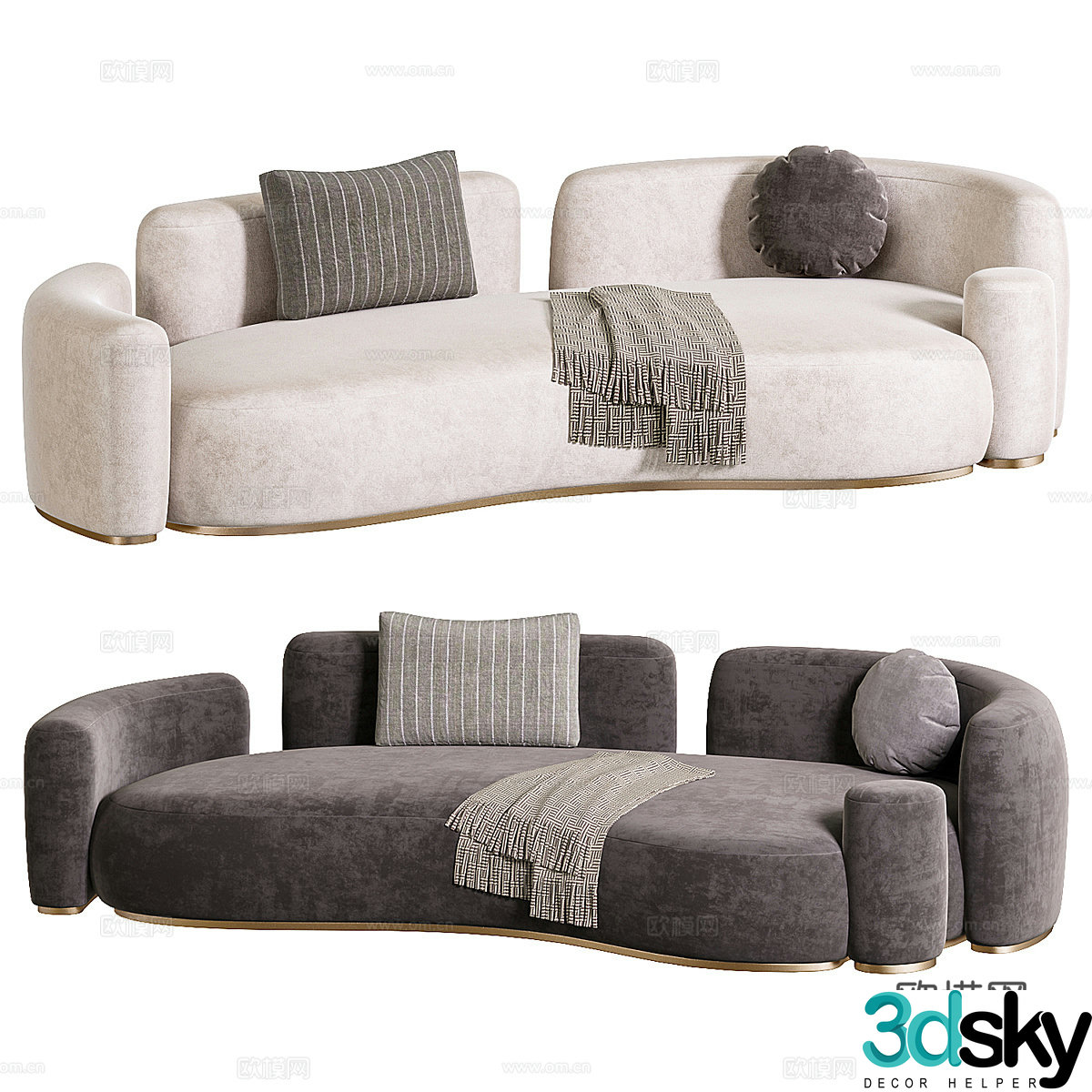 Modern three-person sofa 3d model