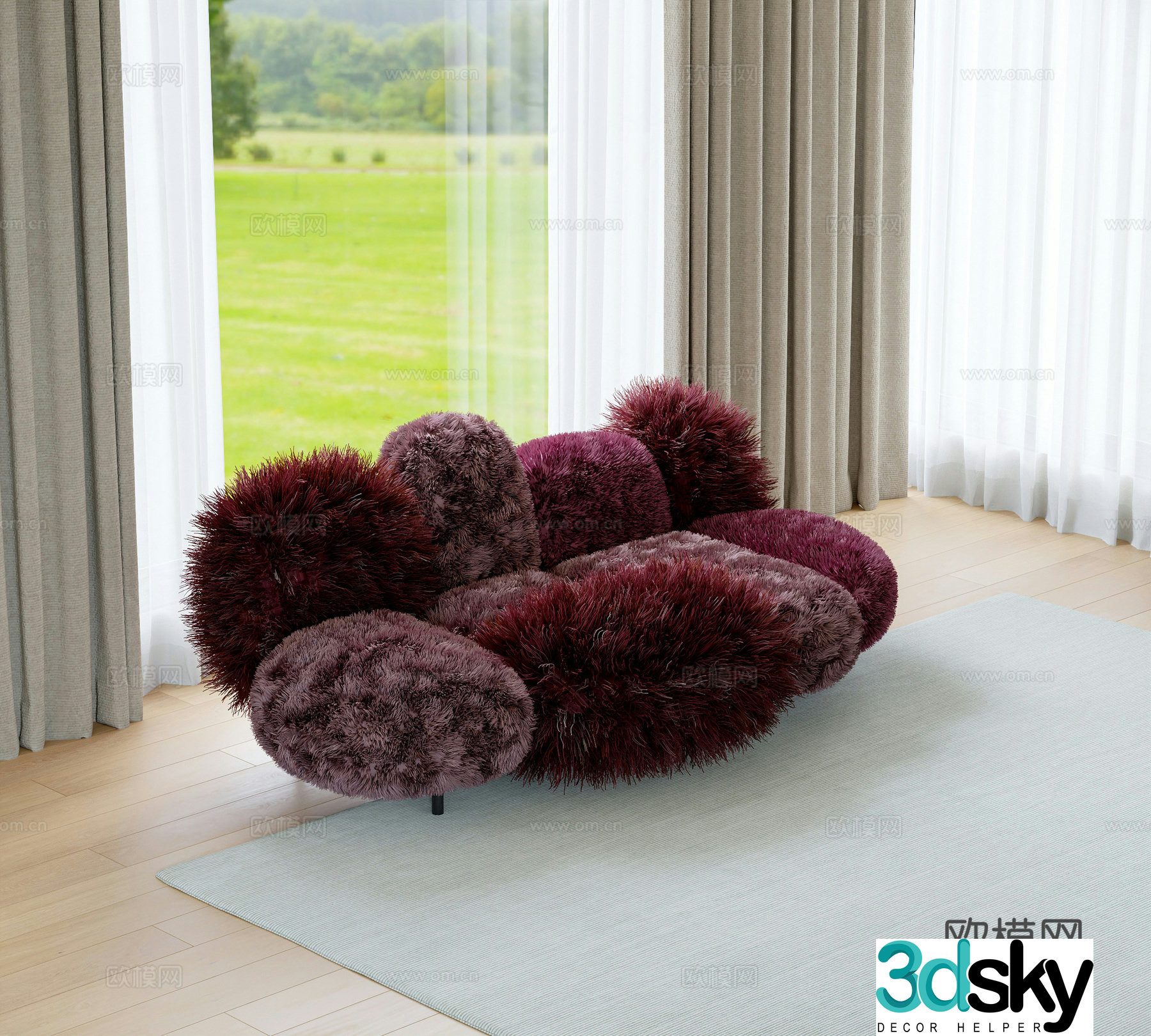 Modern double sofa 3d model