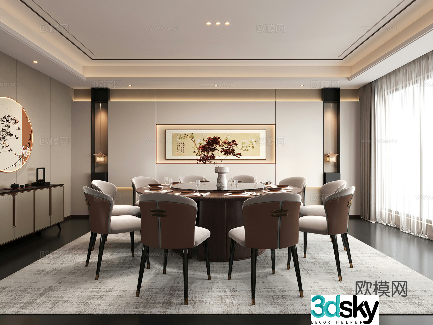 New Chinese-style private room restaurant restaurant private room 3D model