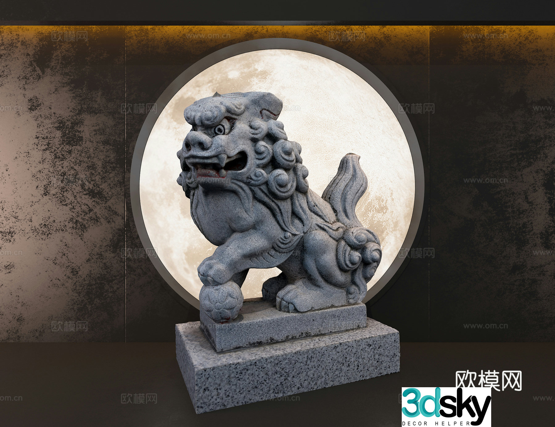 Stone lion 3d model