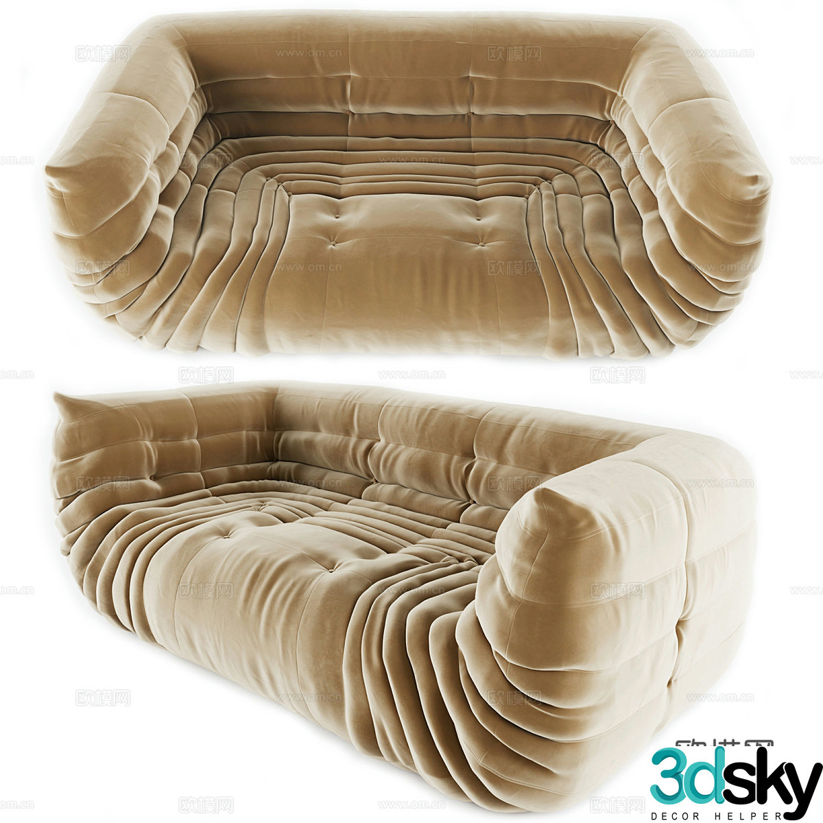 3d model of double sofa