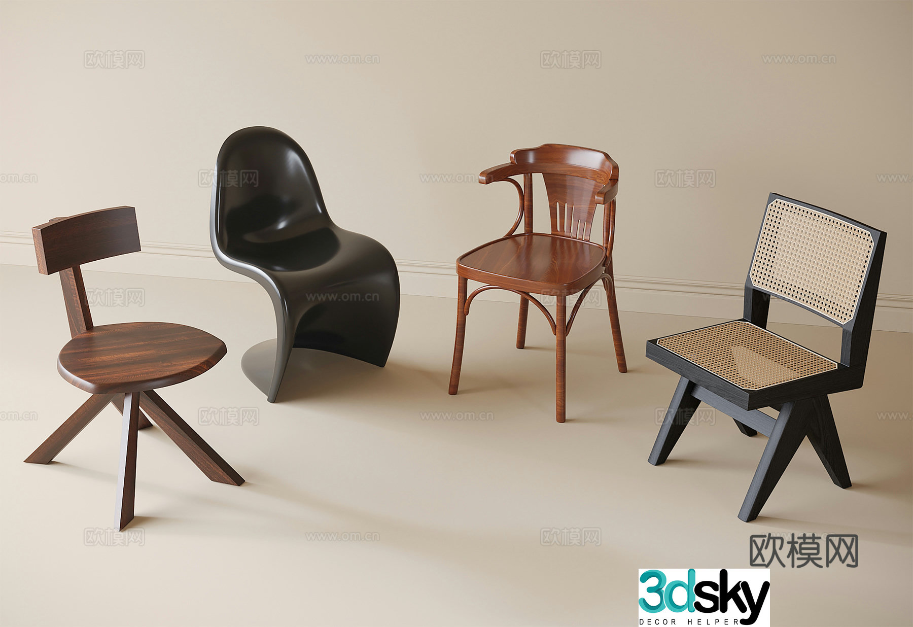 Modern single chair dining chair tea chair book chair 3d model
