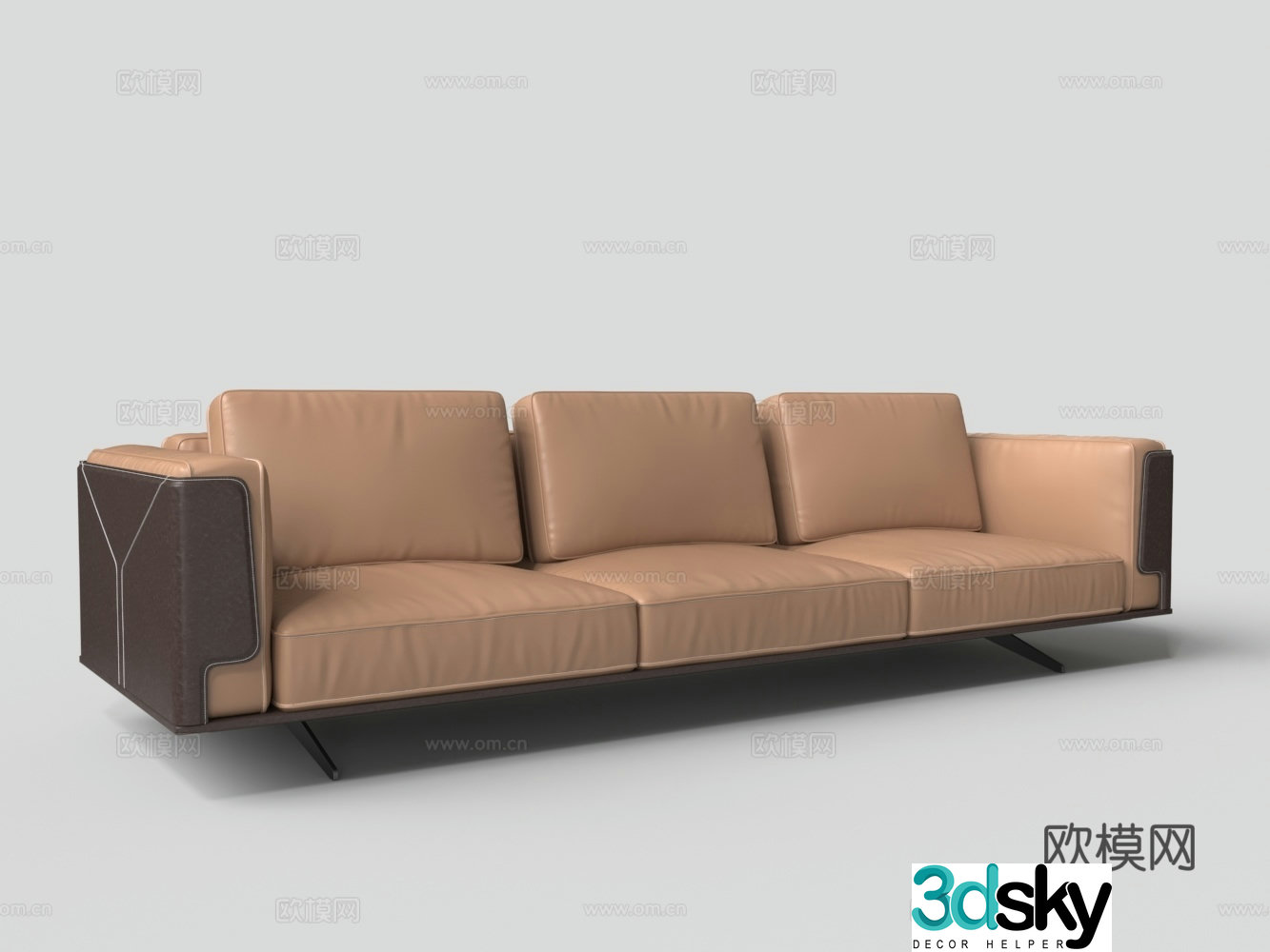 Modern leather splicing multiplayer sofa 3d model