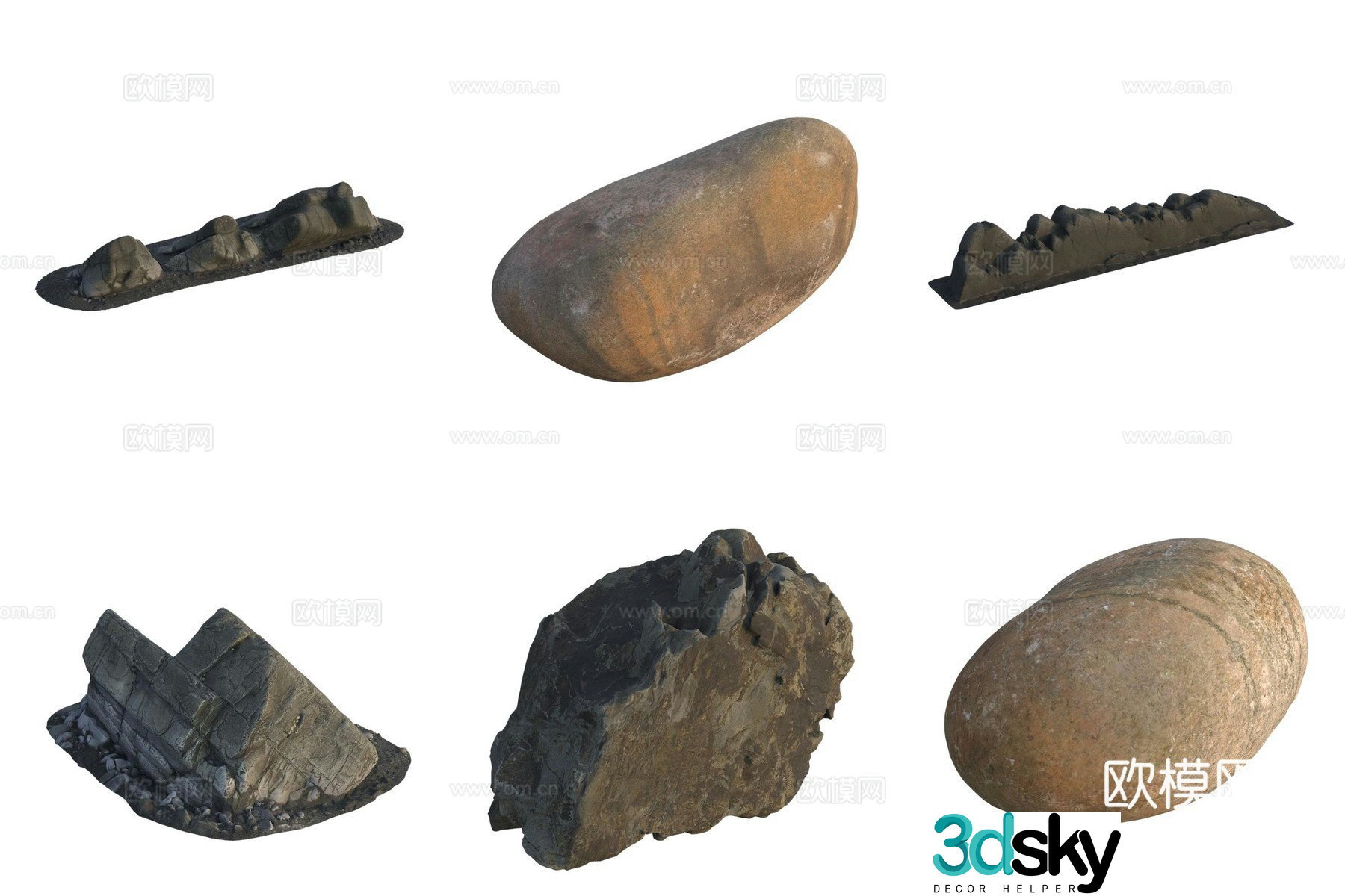 Stone Rock Beach Pebbles 3d Model