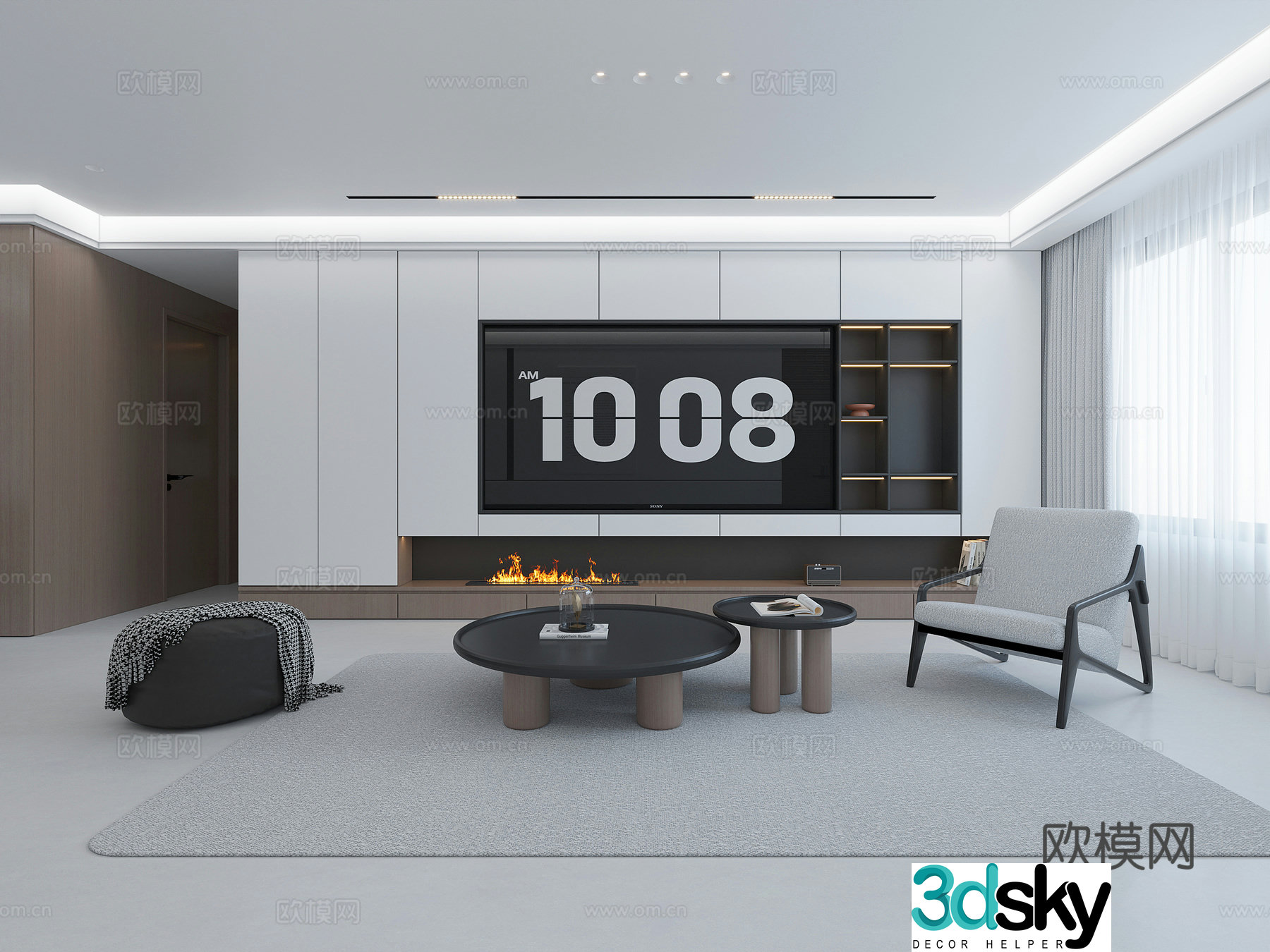 Modern minimalist Italian dining room kitchen 3d model