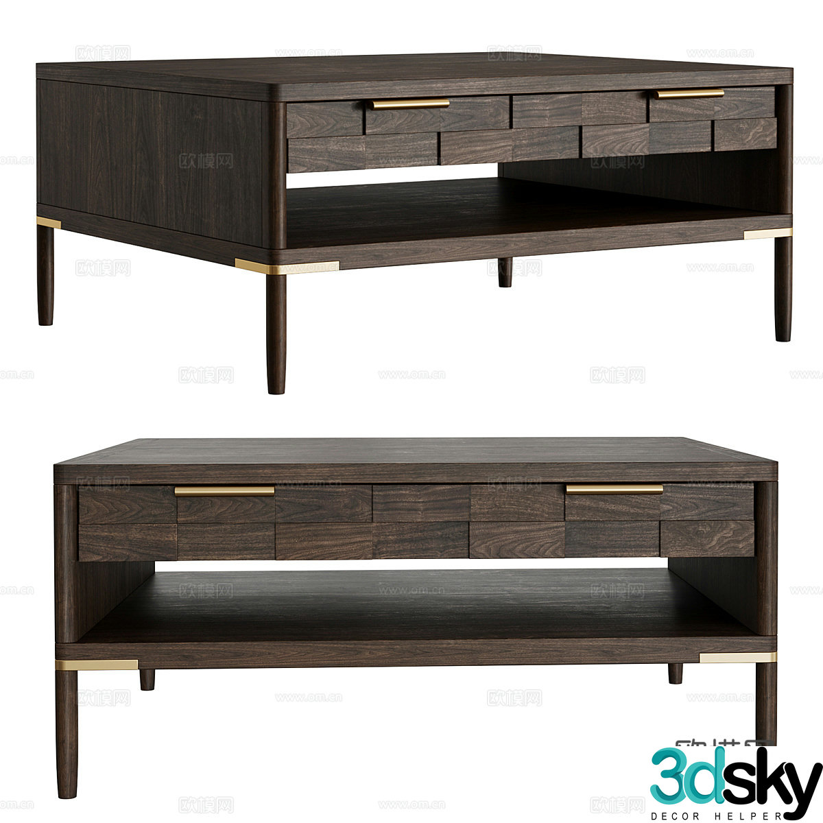 Modern Italian solid wood coffee table 3D model