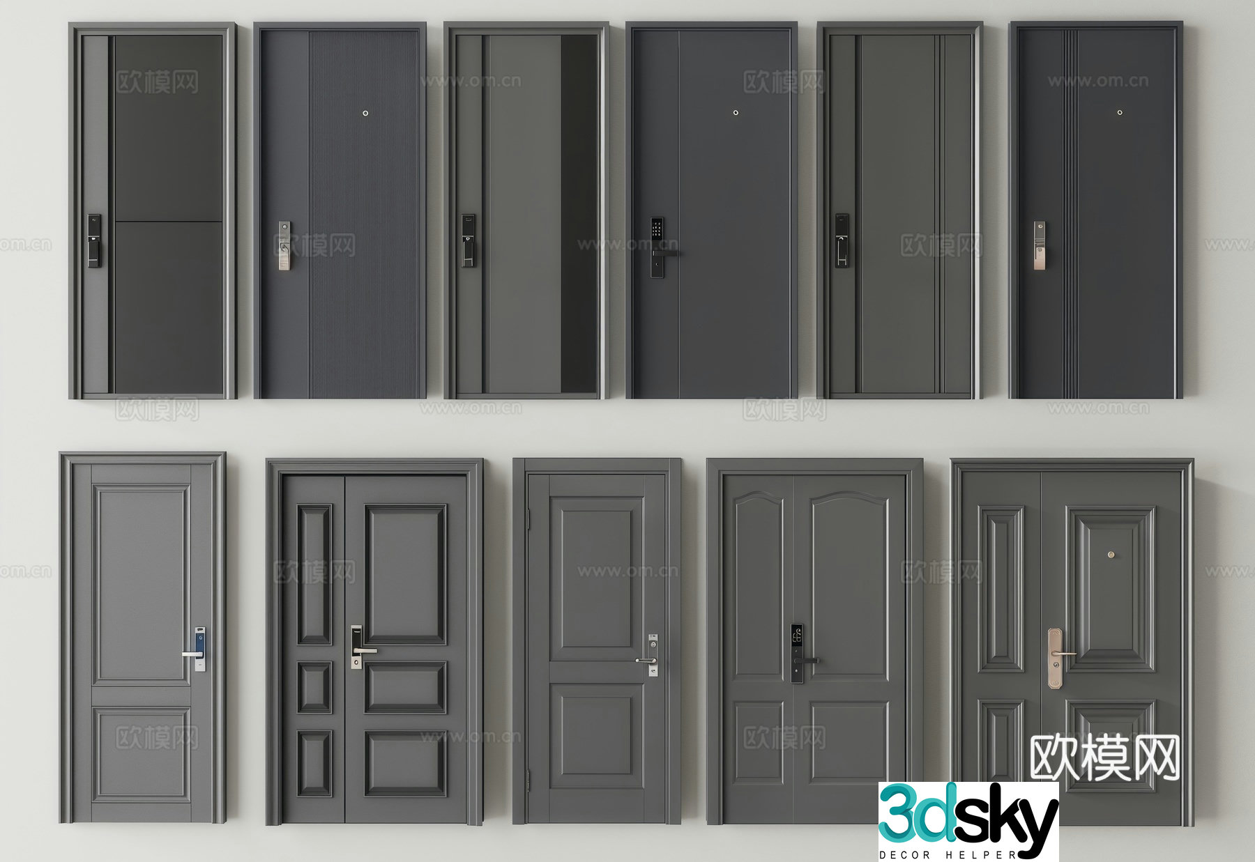 Modern security door entry door room door 3d model