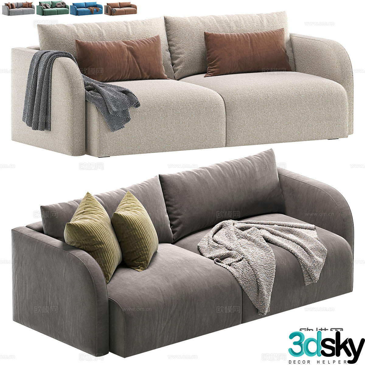 Modern double sofa small sofa casual sofa living room sofa office sofa reception sofa 3d model