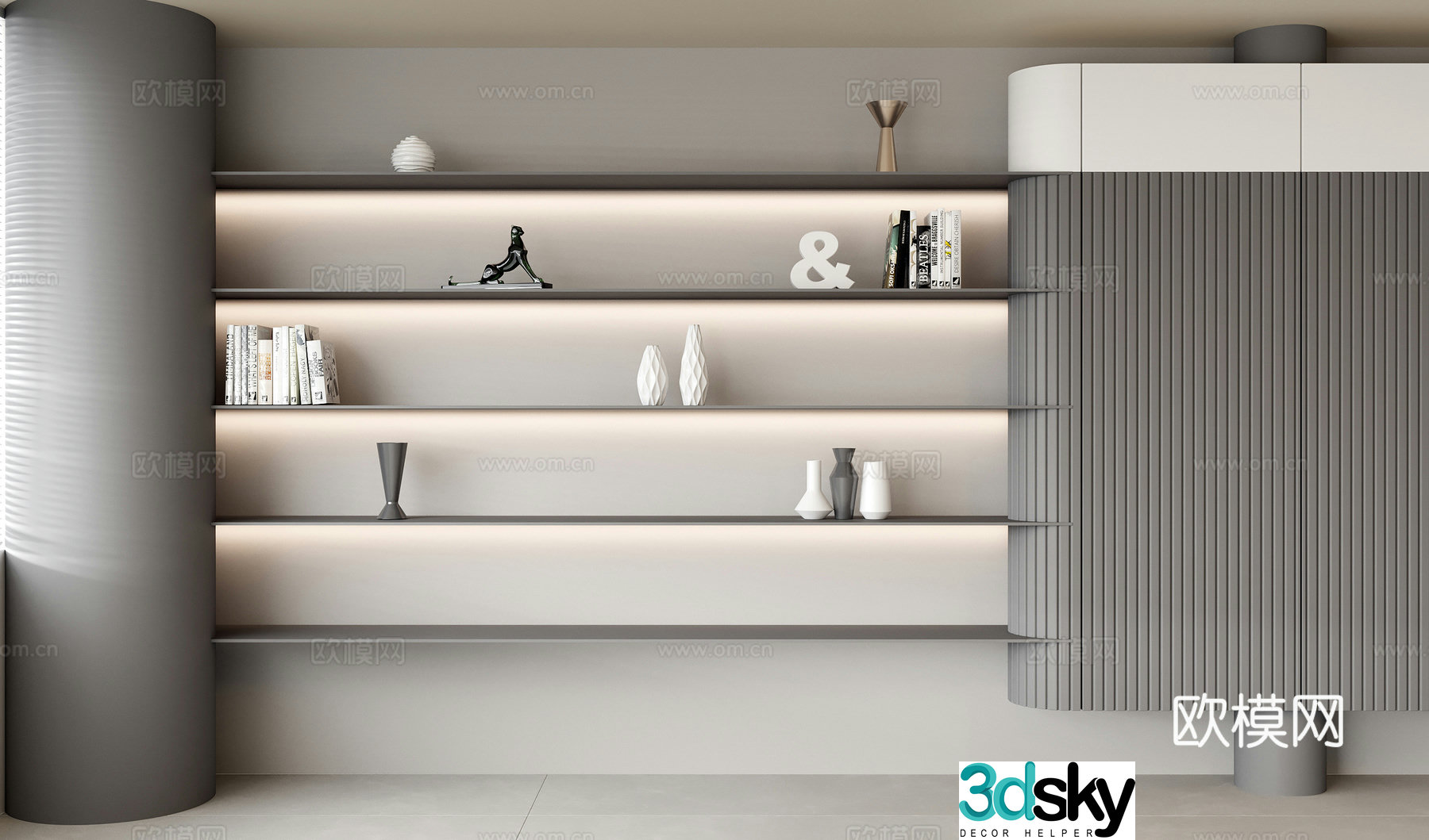Background decoration rack minimalist bookshelf books books jewelry ornaments 3d model