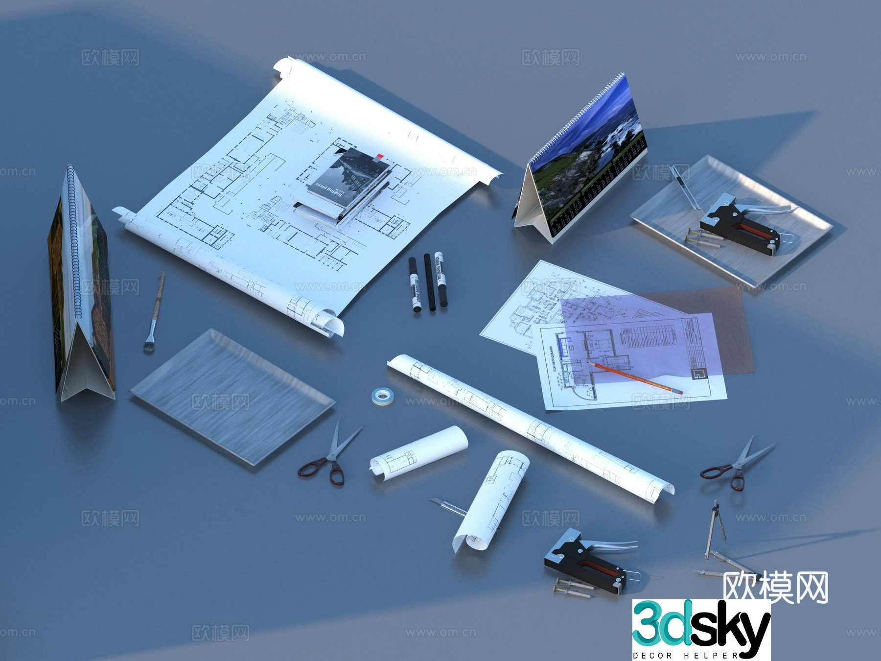 Pen Document Manuscript Paper Plan 3d Model