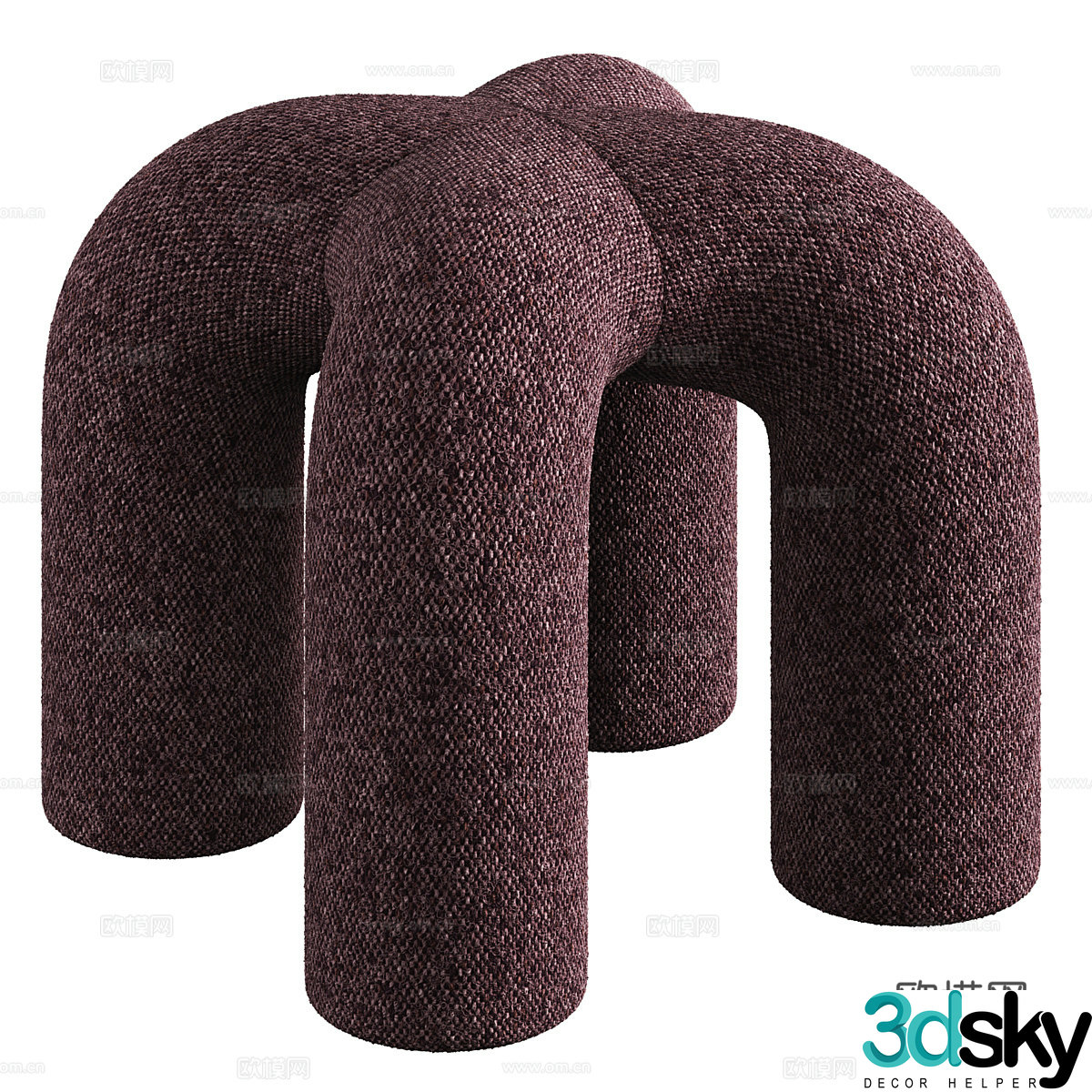 Modern fabric stool 3D model