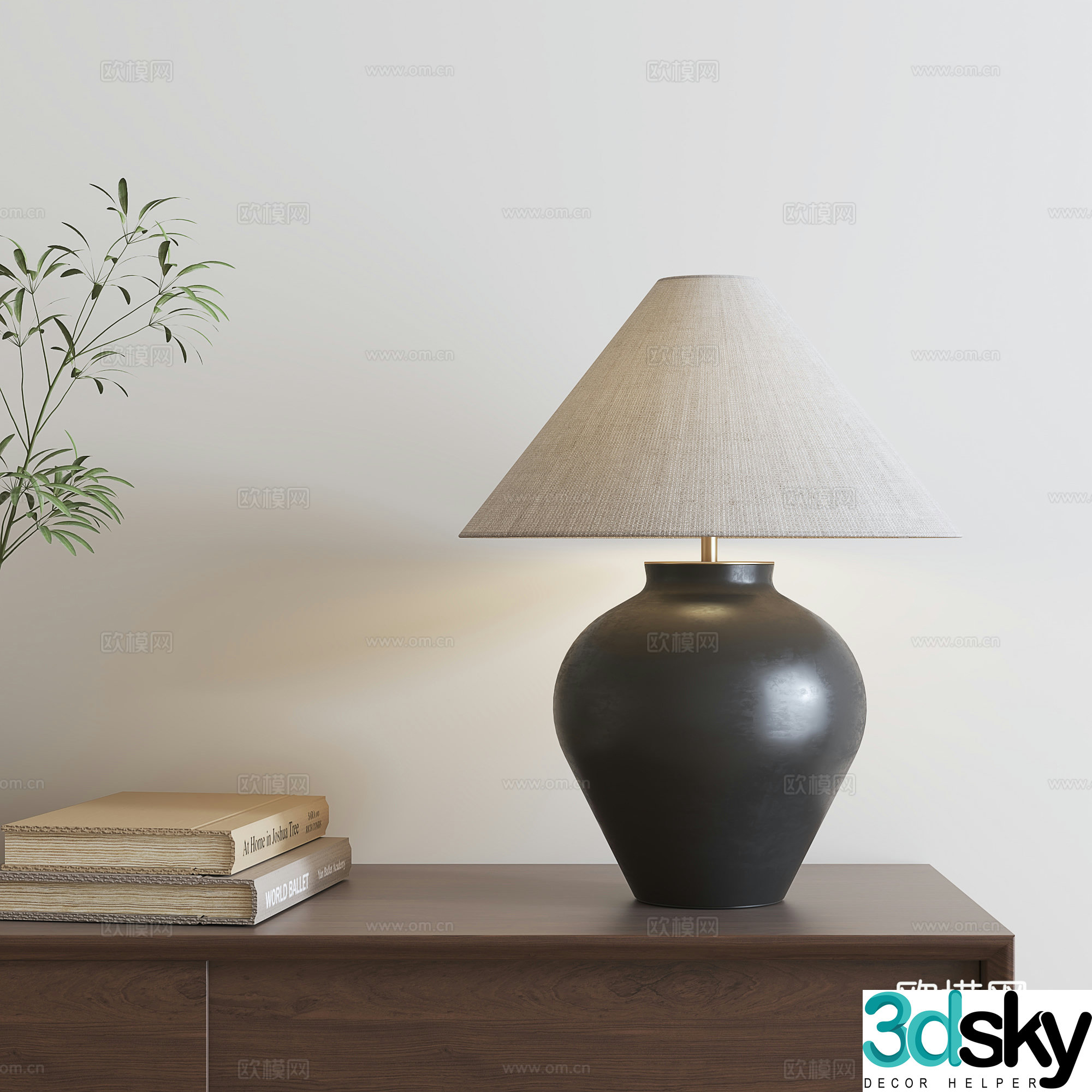 Nordic retro table lamp 3d model
