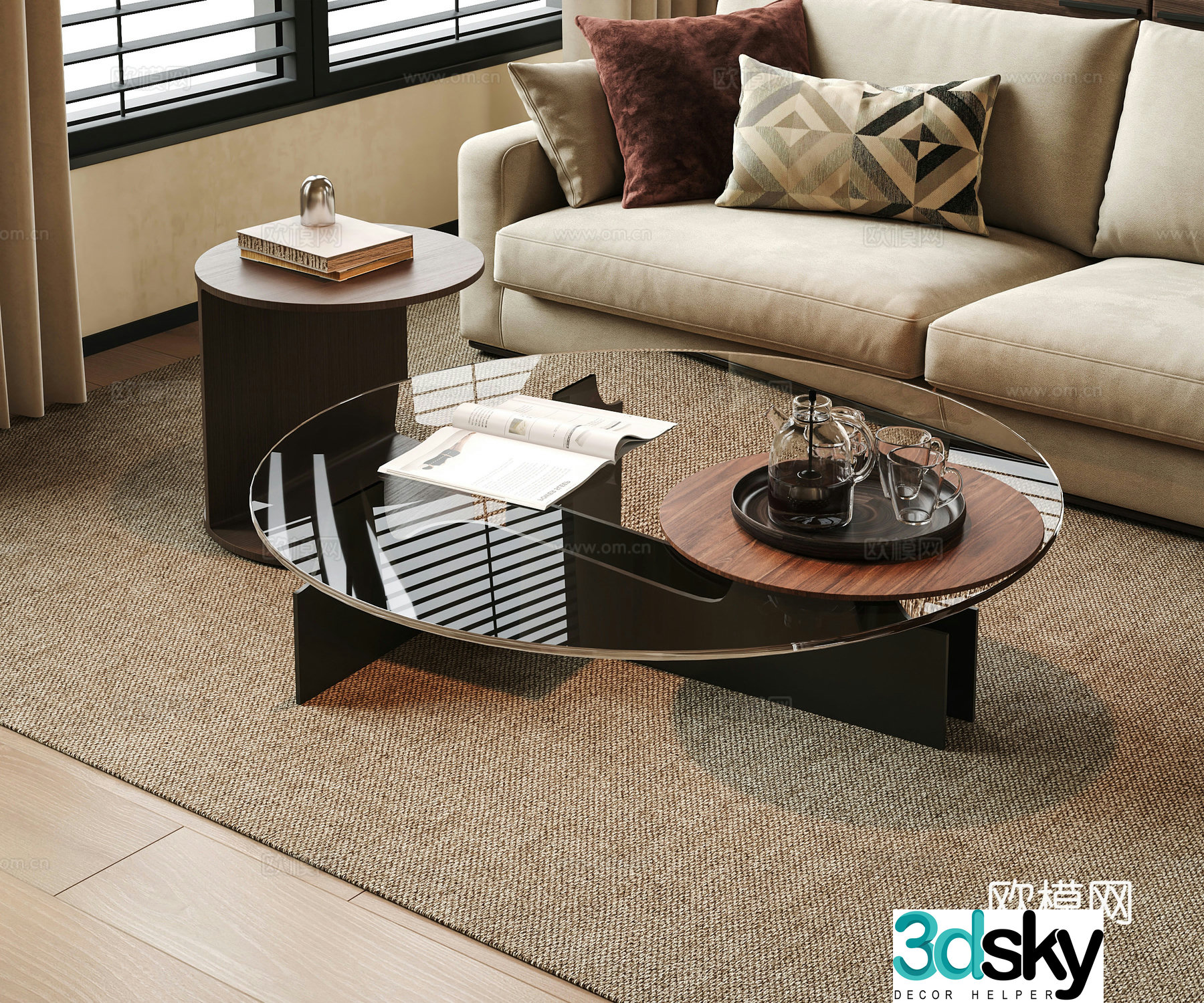 Modern acrylic coffee table 3d model