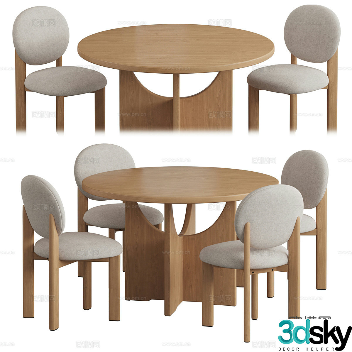 New Chinese style Wasabi dining table and chair 3D model