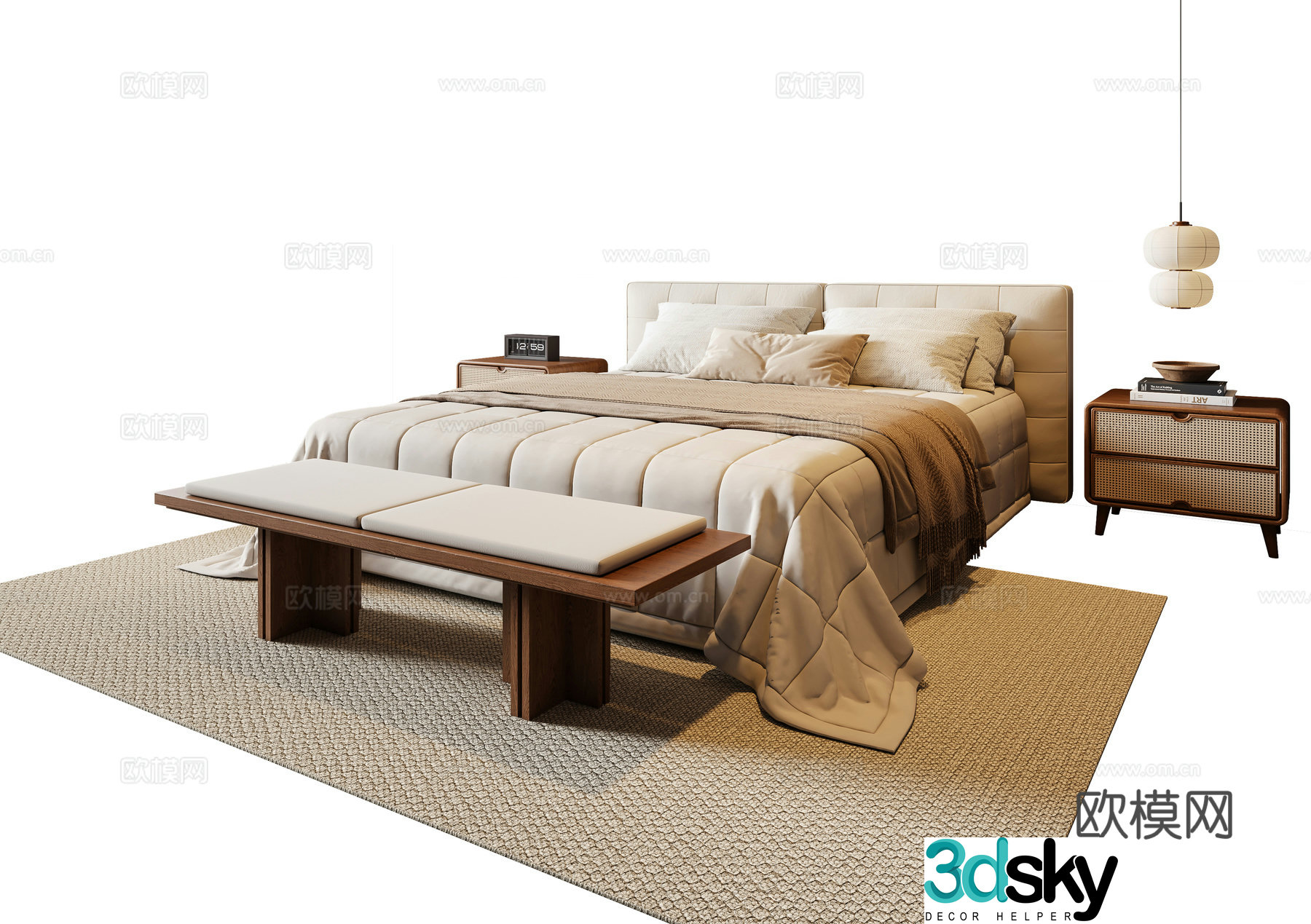 Middle-aged double bed 3D model