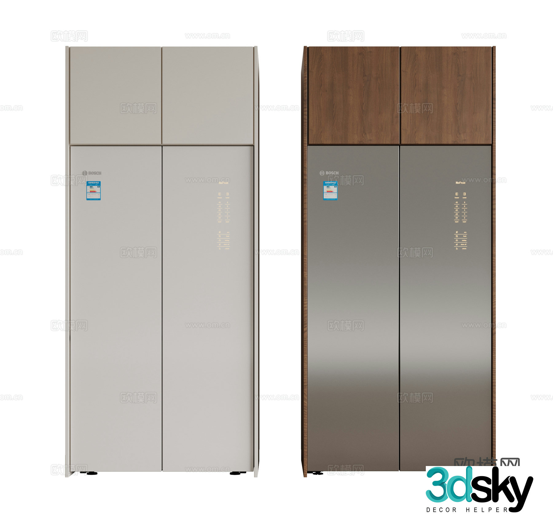 Modern refrigerator zero-embedded refrigerator single and double door refrigerator cross refrigerator flip-open refrigerator 3D model