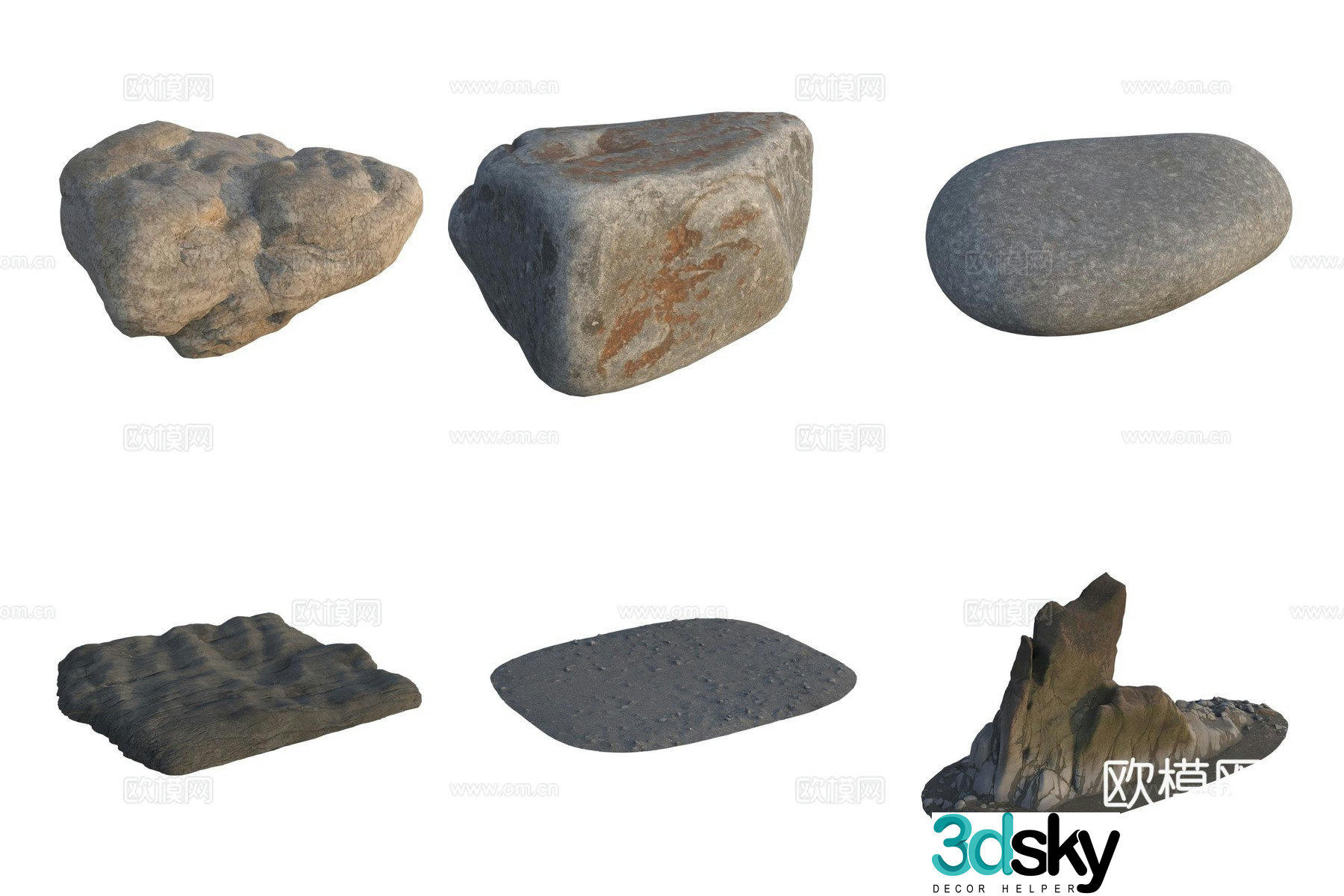 Stone Rock Pebbles 3d Model