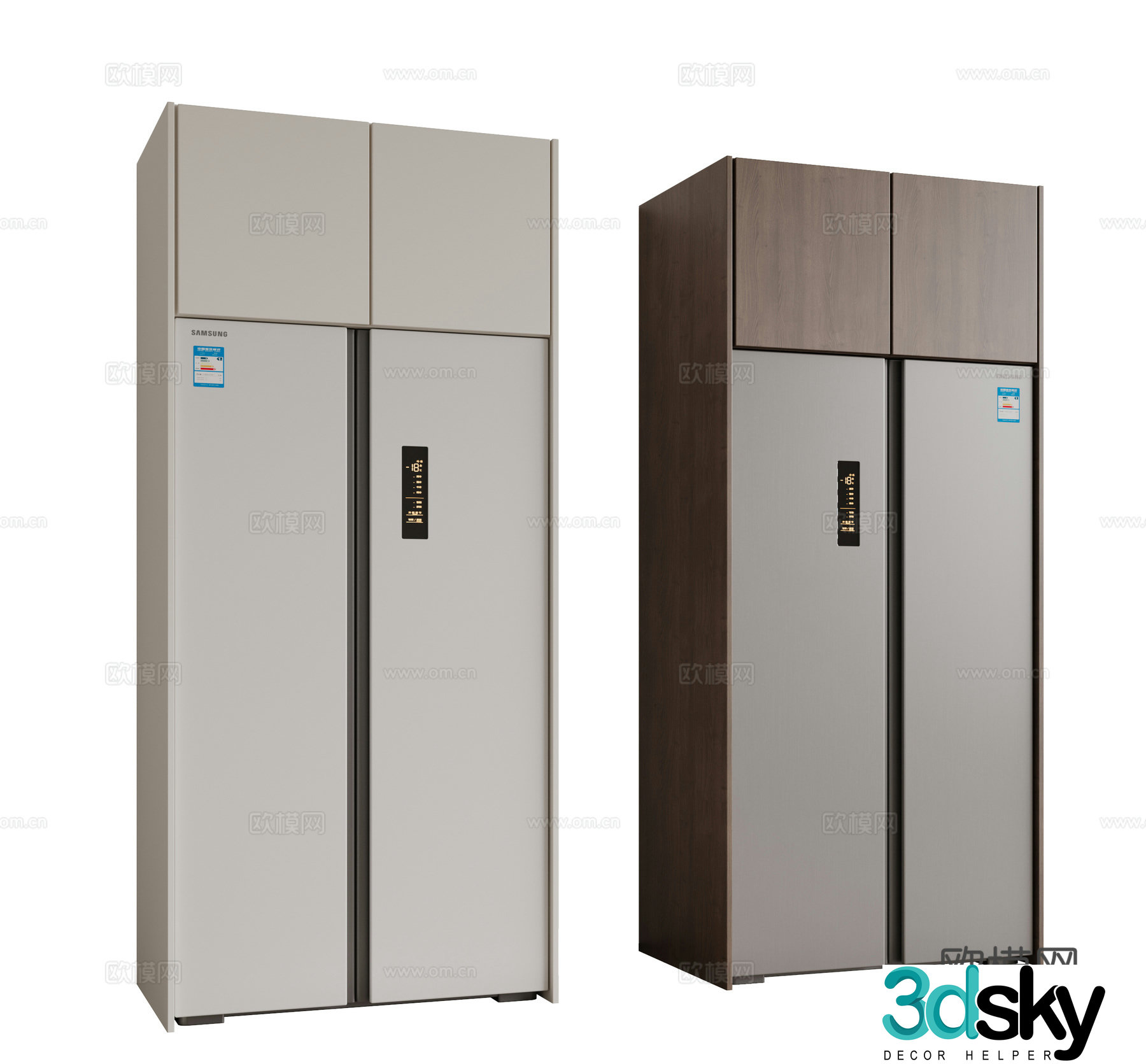 Modern refrigerator freezer zero-embedded refrigerator single and double door refrigerator cross refrigerator flip-open refrigerator 3D model
