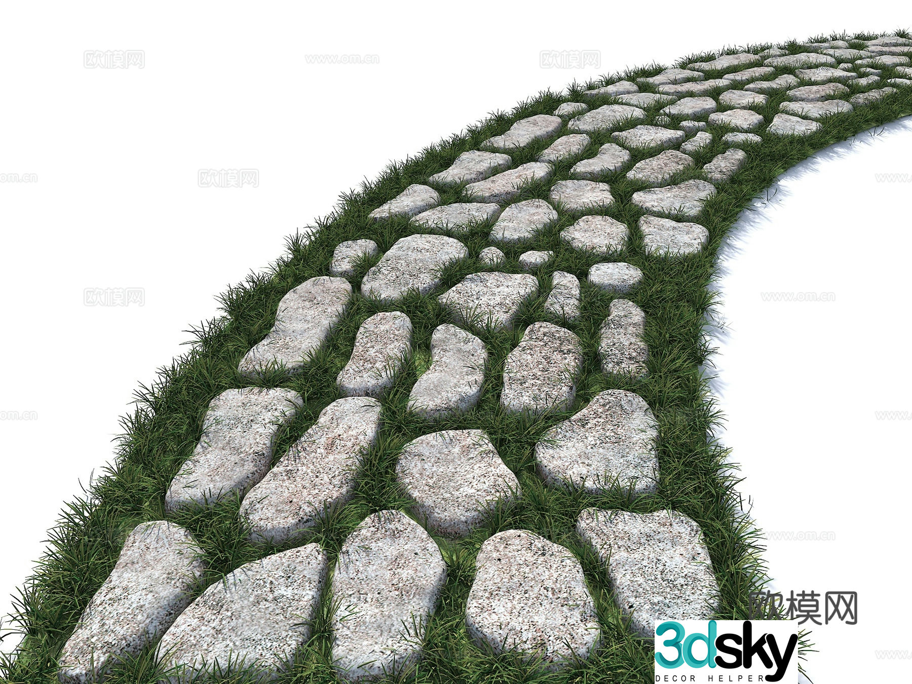 Modern Tingbu Modern Garden Road Chinese Tingbu Travel Trail Stone Landscape Garden Road 3D Model