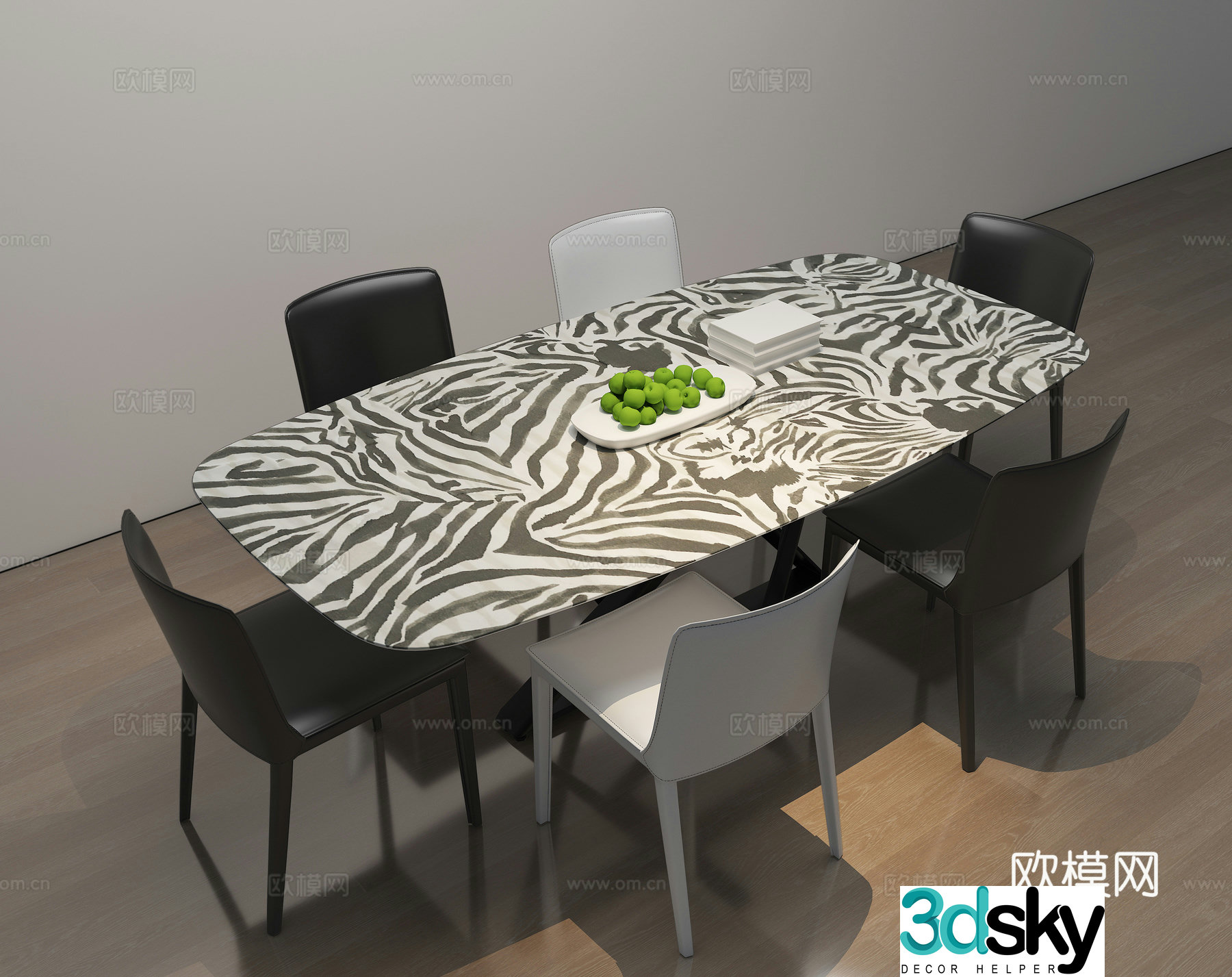 Modern dining table and chair 3d model