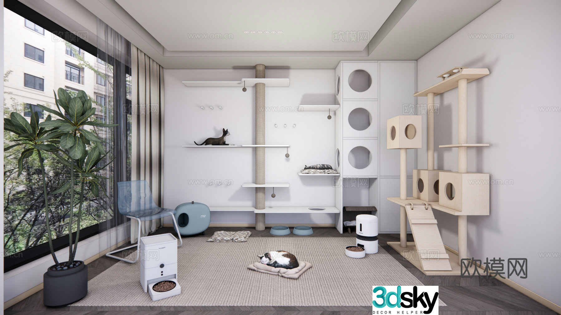 Modern pet entertainment room cat climbing frame 3d model