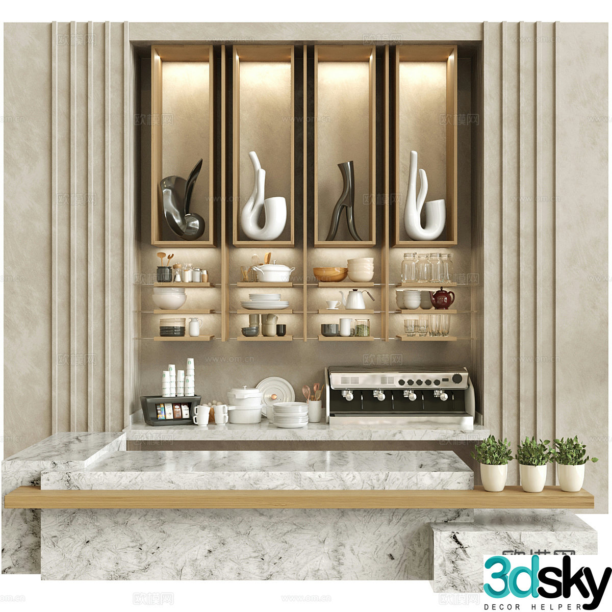 Modern coffee shop bar 3d model
