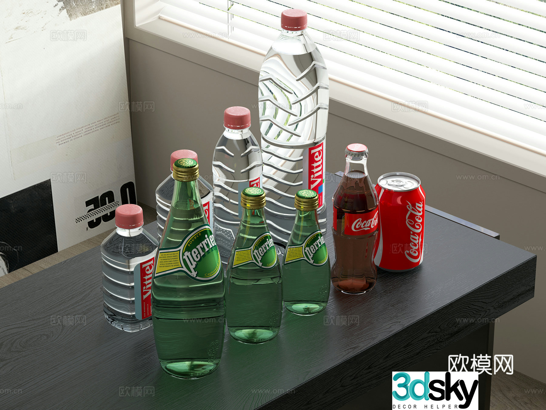 Drinks Coke Sprite Mineral Water 3D Model