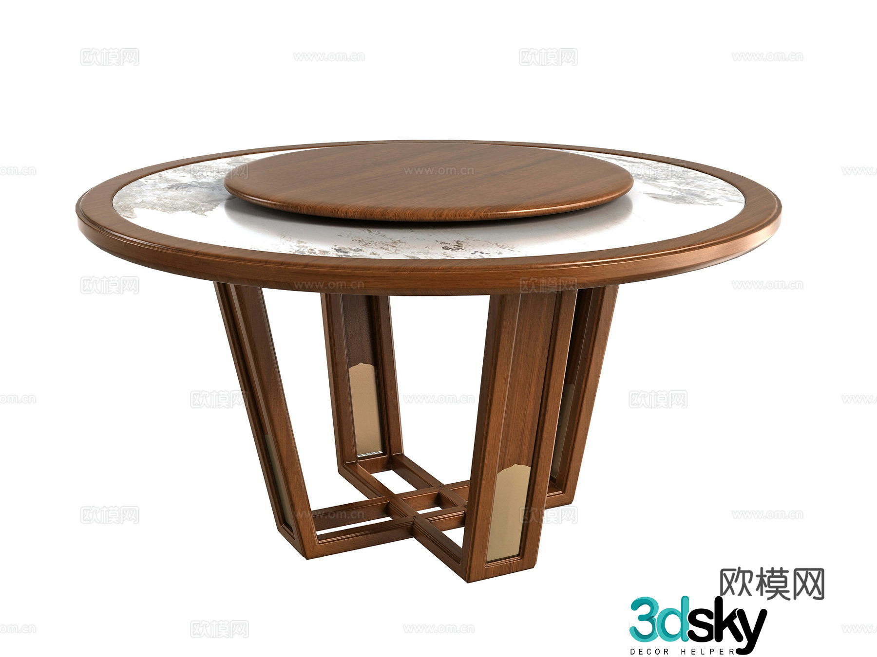 New Chinese Round Dining Table 3D Model