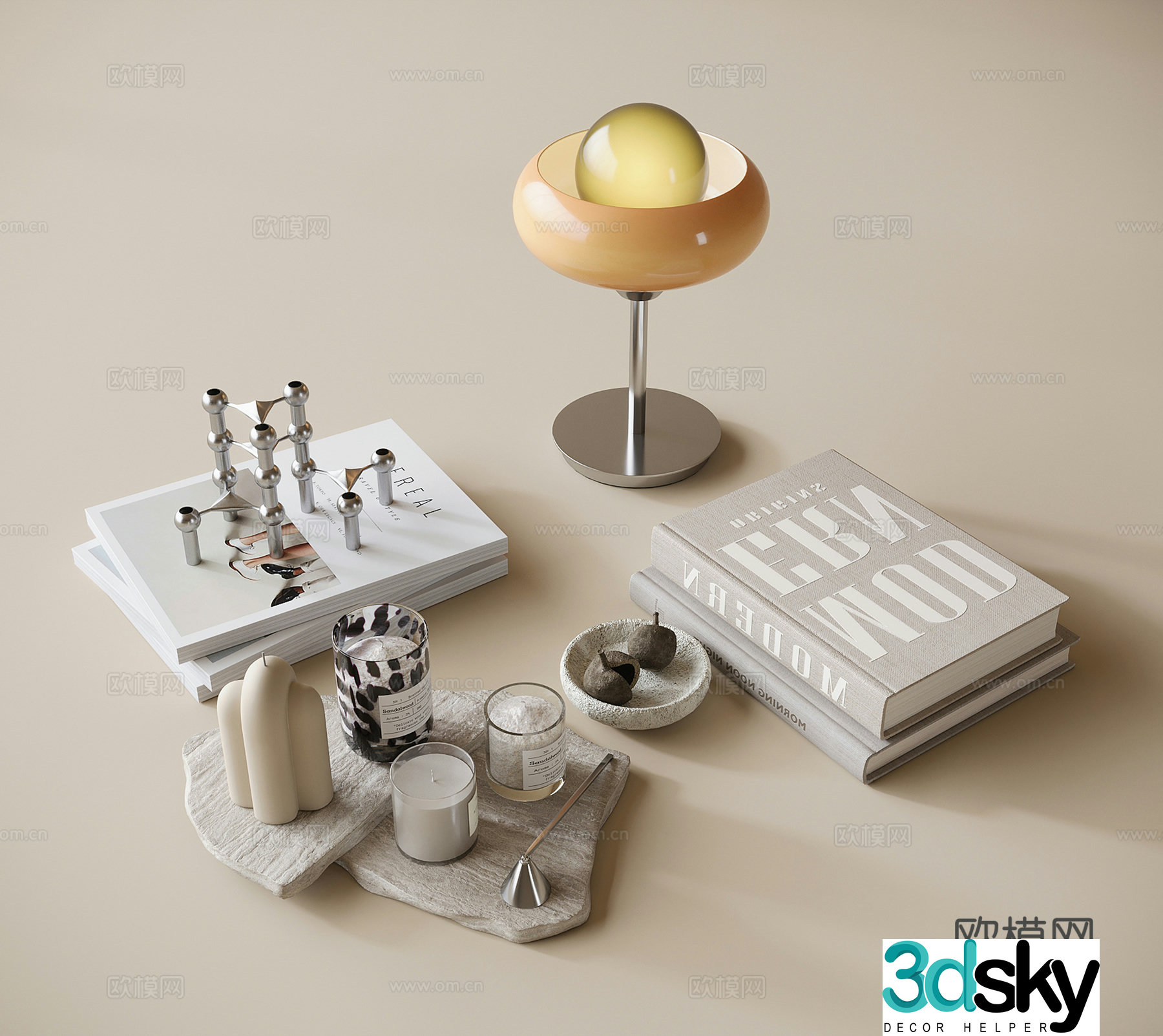 Modern ornament combination Jewelry ornament desk lamp 3d model