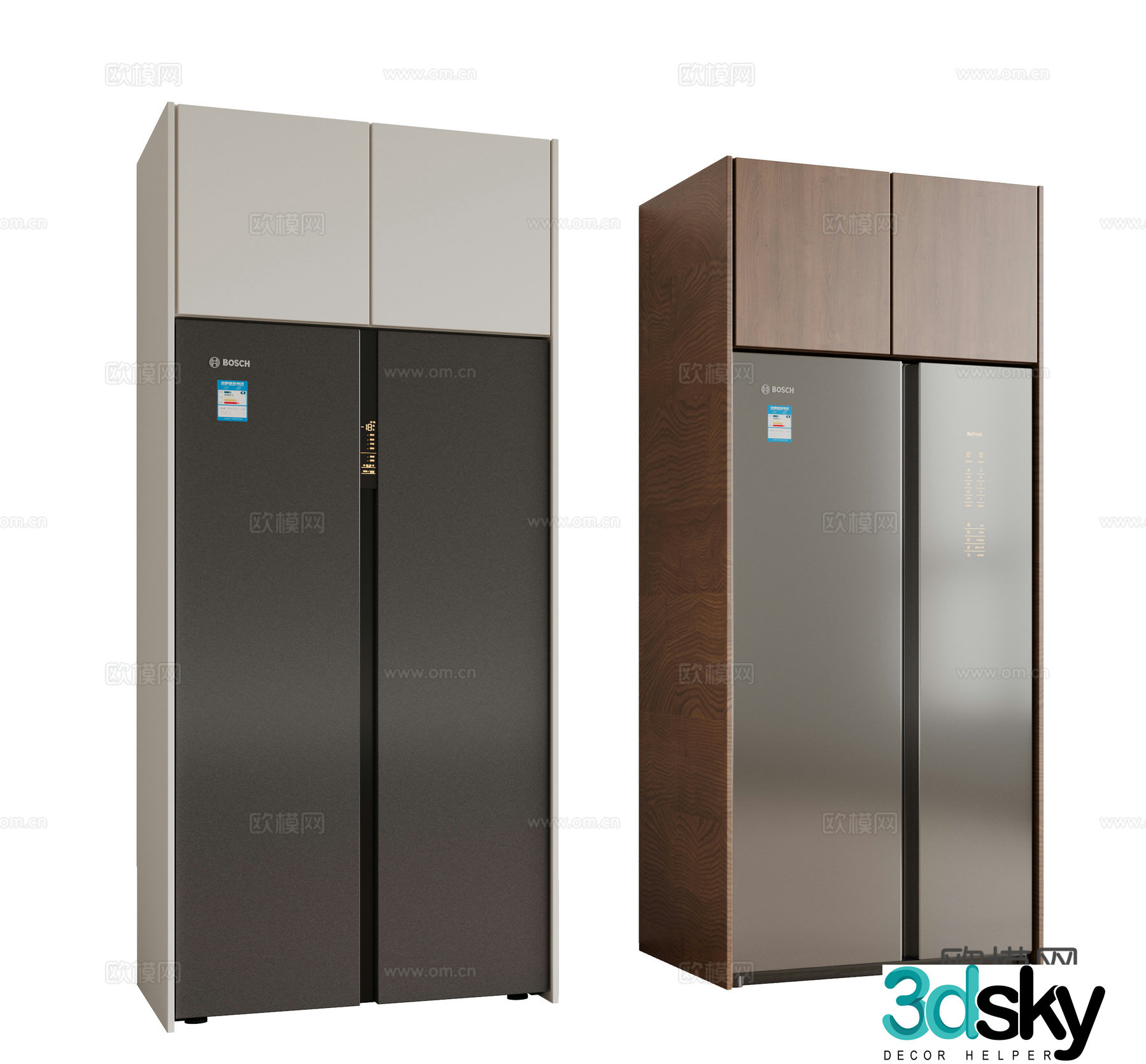 Modern refrigerator zero-embedded refrigerator single and double door refrigerator cross refrigerator flip-open refrigerator 3D model