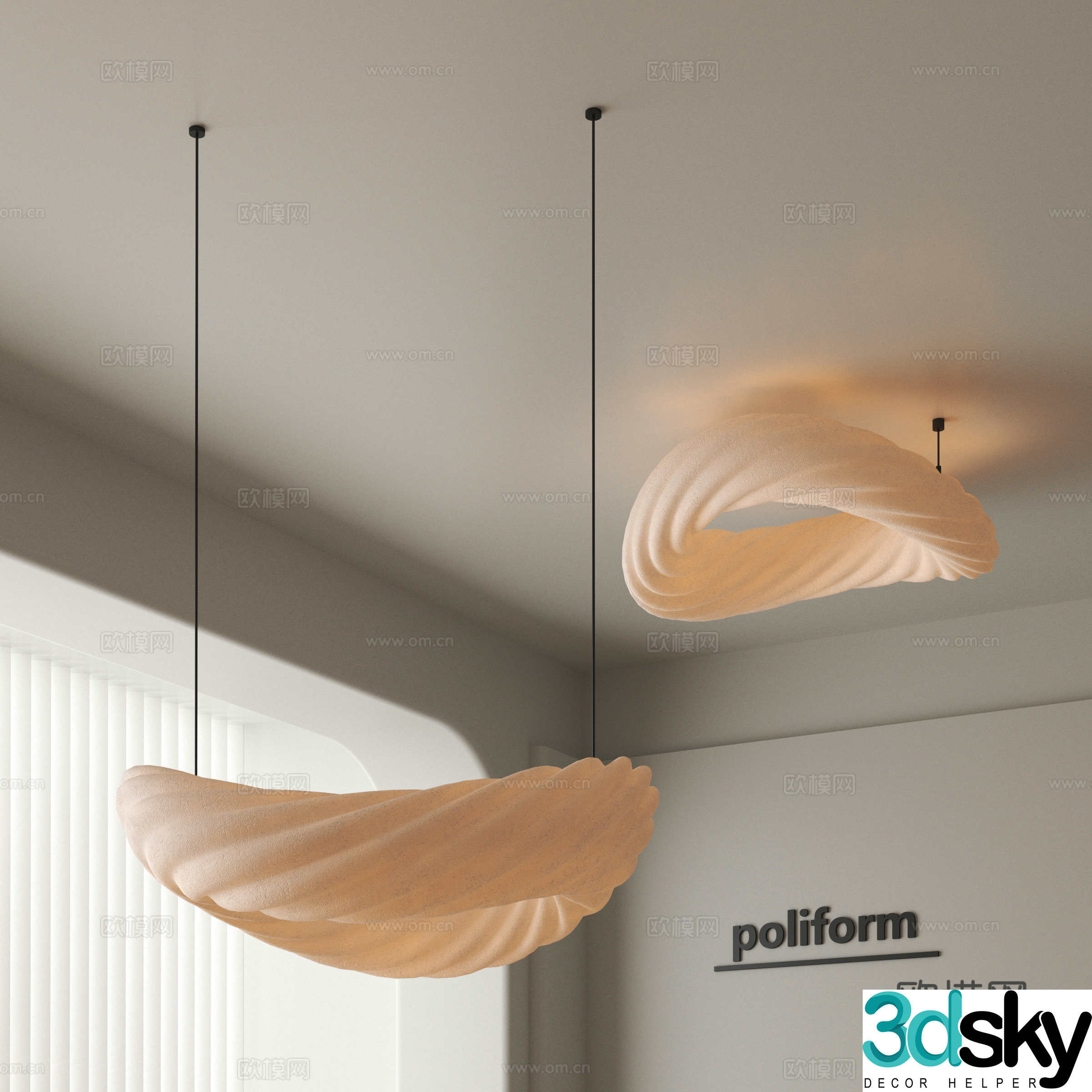 Creamy Chandelier Bedroom Chandelier 3D Model