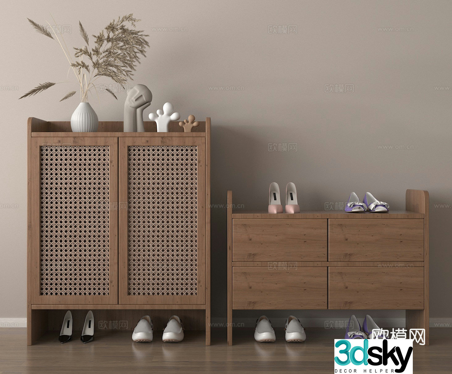 Shoe cabinet ornaments vase flower art 3d model
