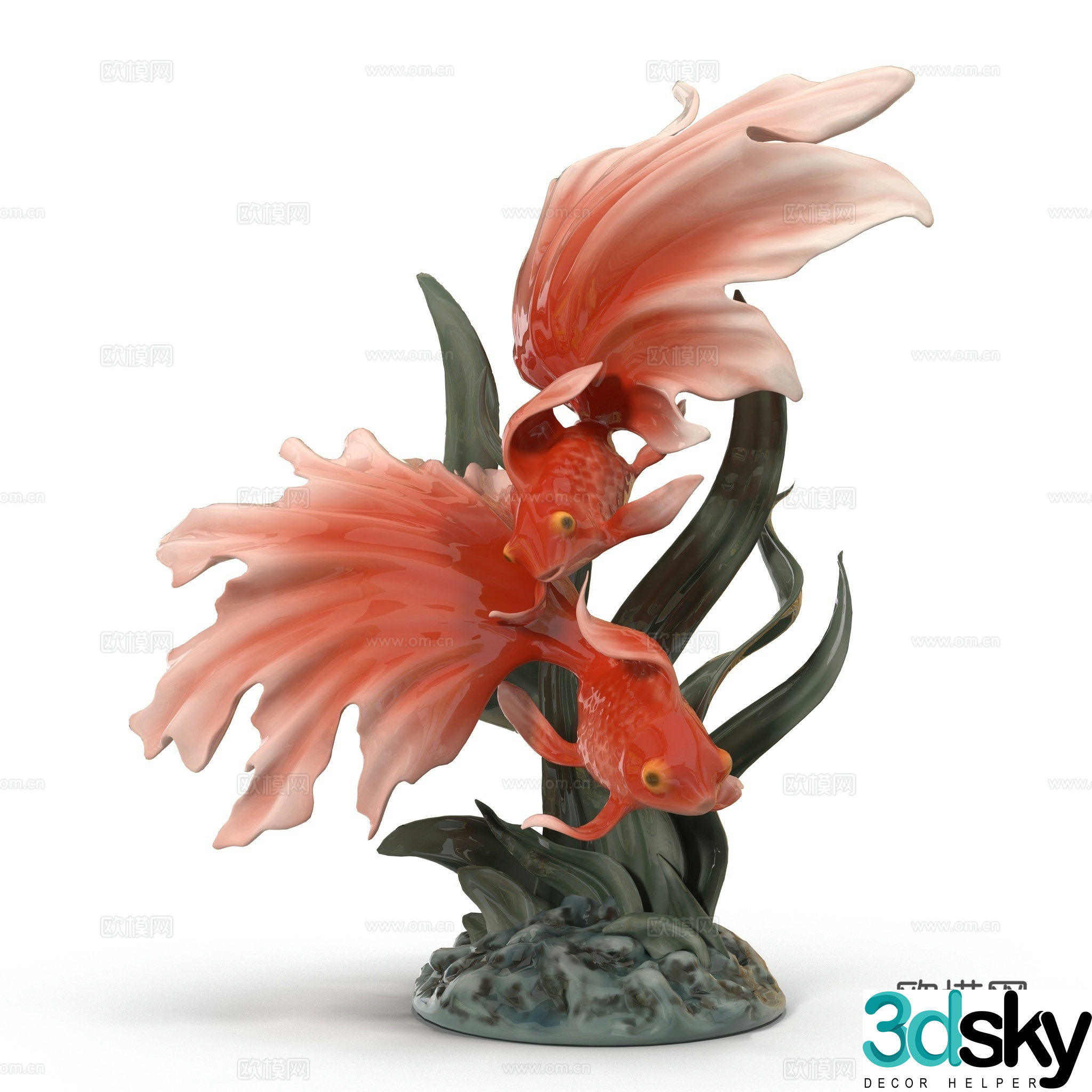 New Chinese goldfish sculpture ornament 3D model