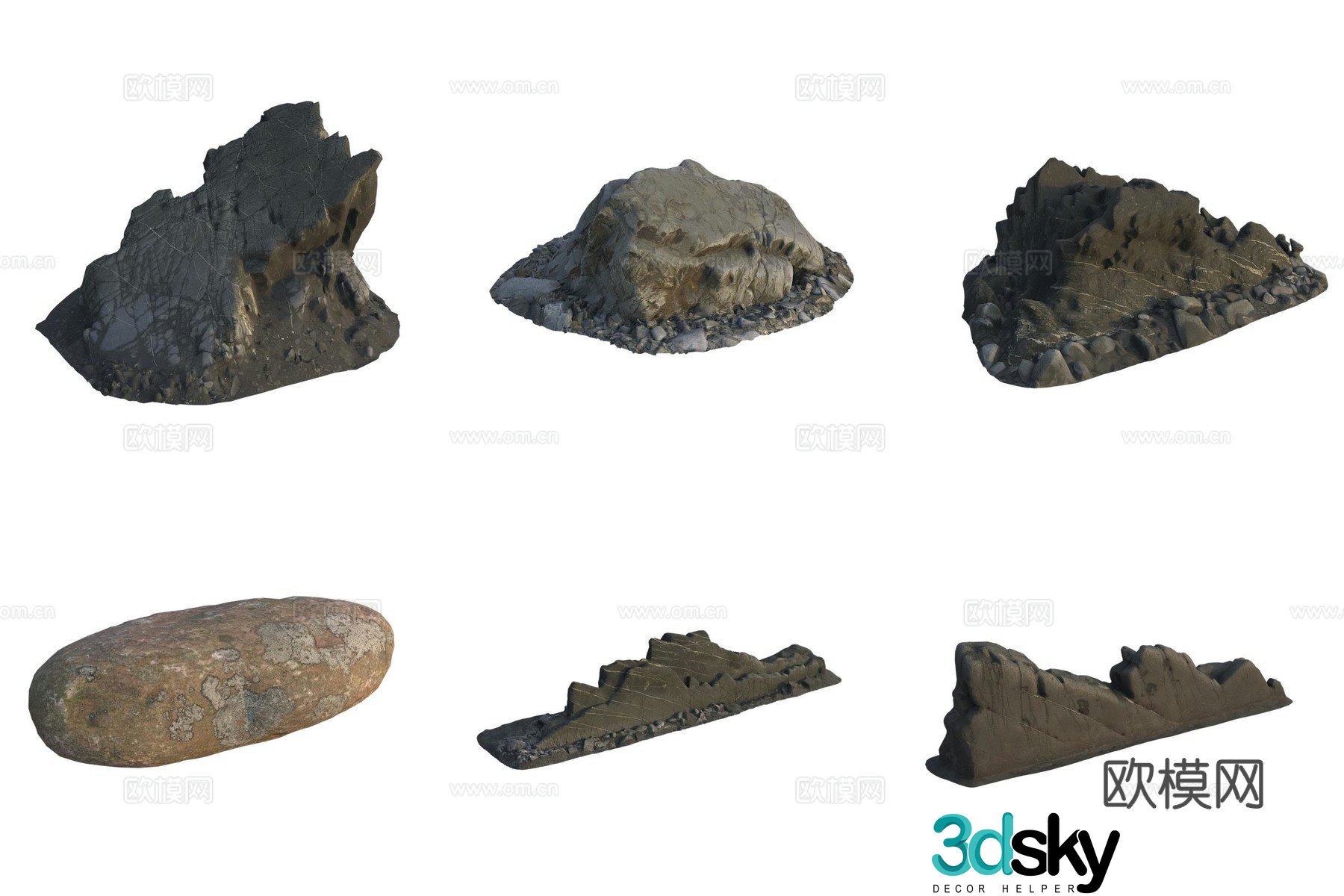 Stone Rock Beach Pebbles 3d Model