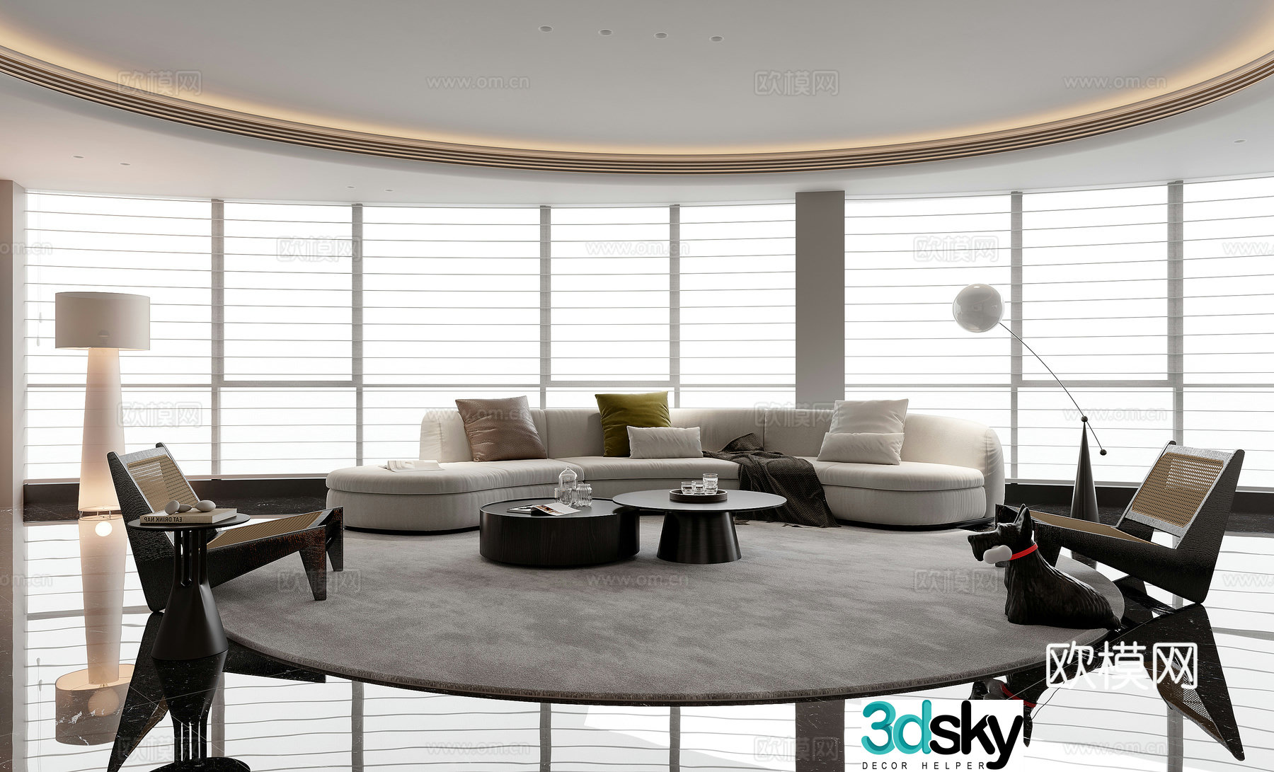 Modern suite living room dining room 3d model