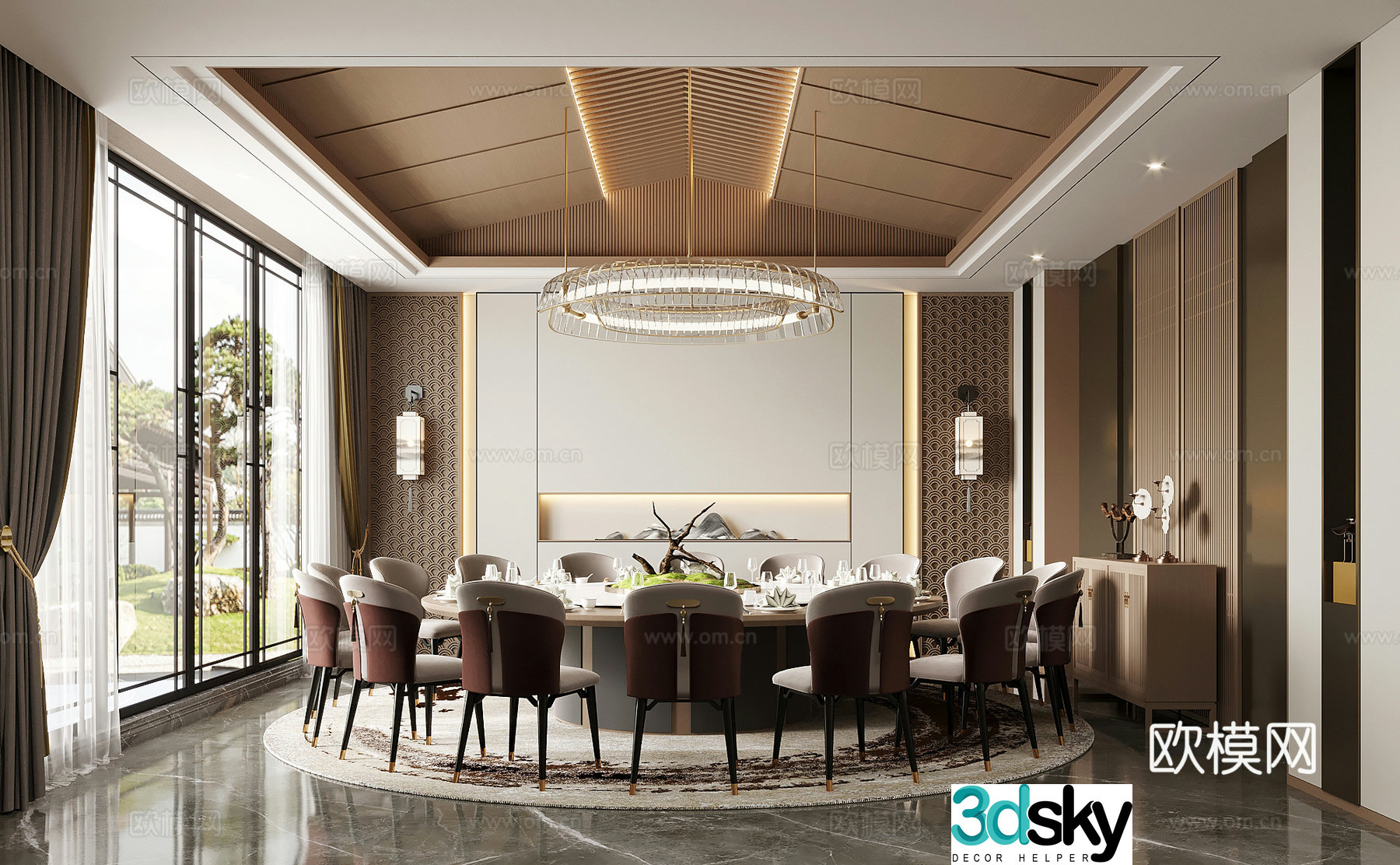 New Chinese-style private room restaurant restaurant private room 3D model