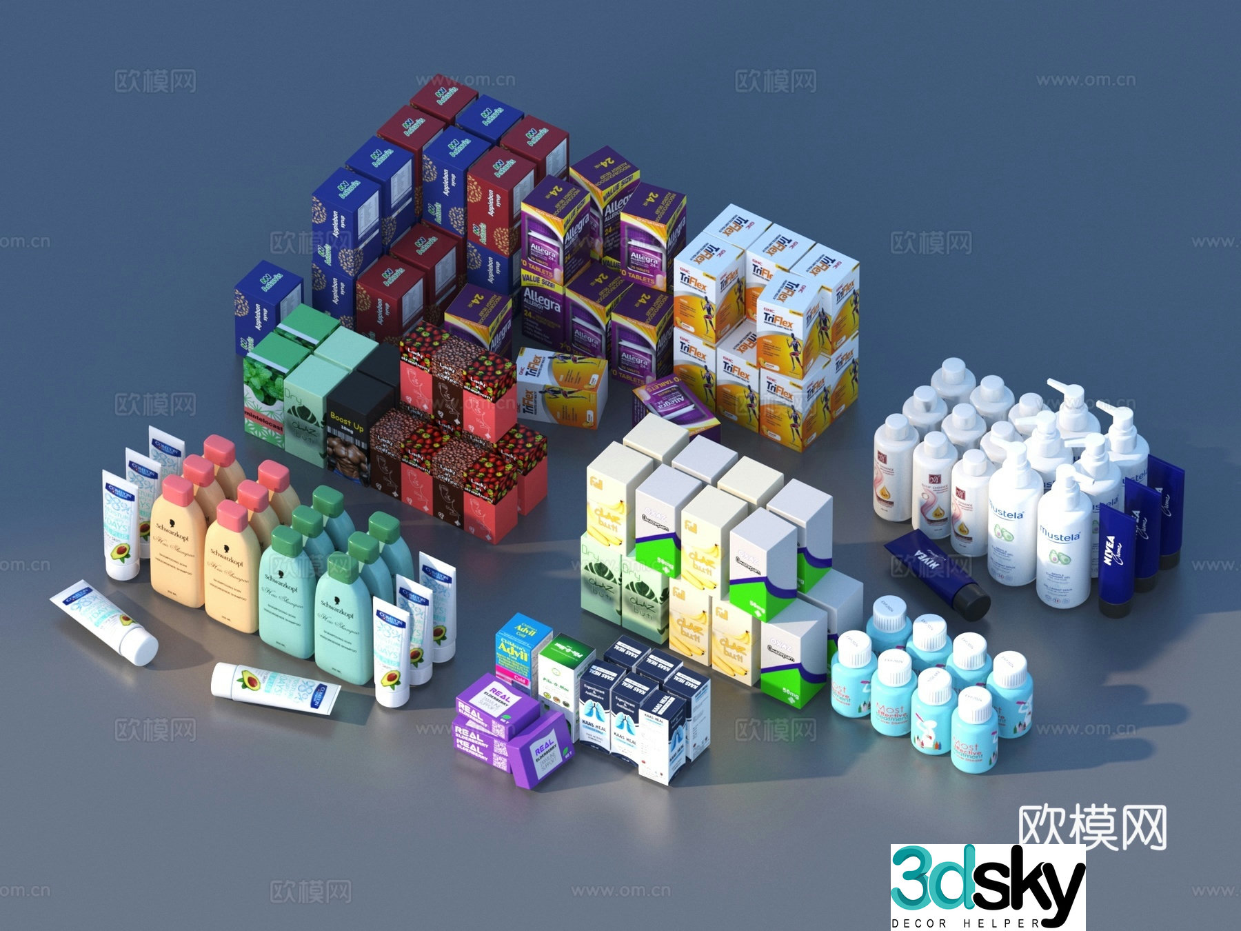 Cosmetics Pill Boxes Supermarket Products Daily necessities 3D Model