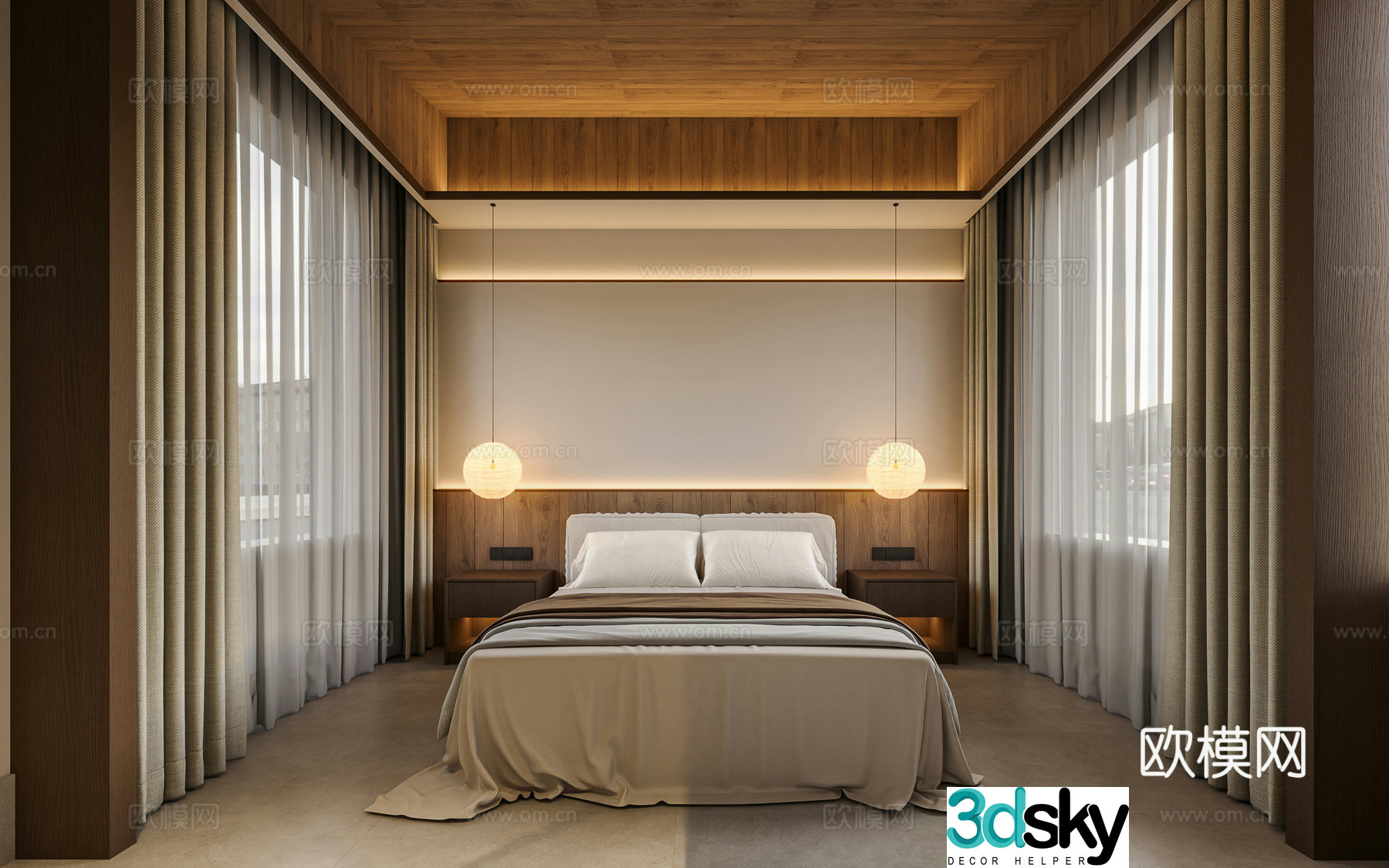 B&B Bedroom Room Silent Middle Style 3D Model