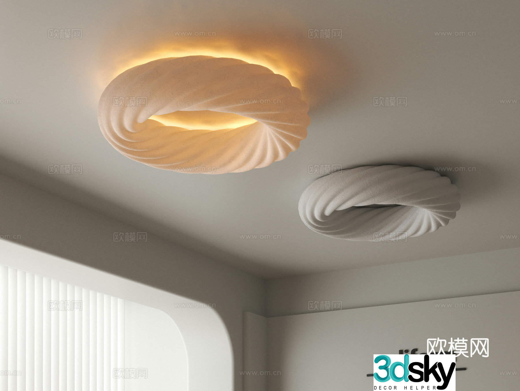 Creamy air ceiling lamp Bedroom ceiling lamp 3d model