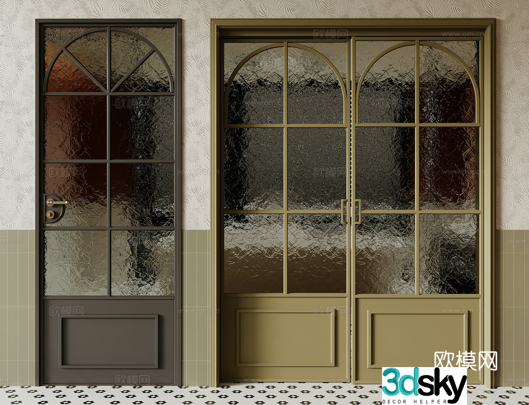French doors single-open doors kitchen and bathroom doors glass doors sliding doors 3D model