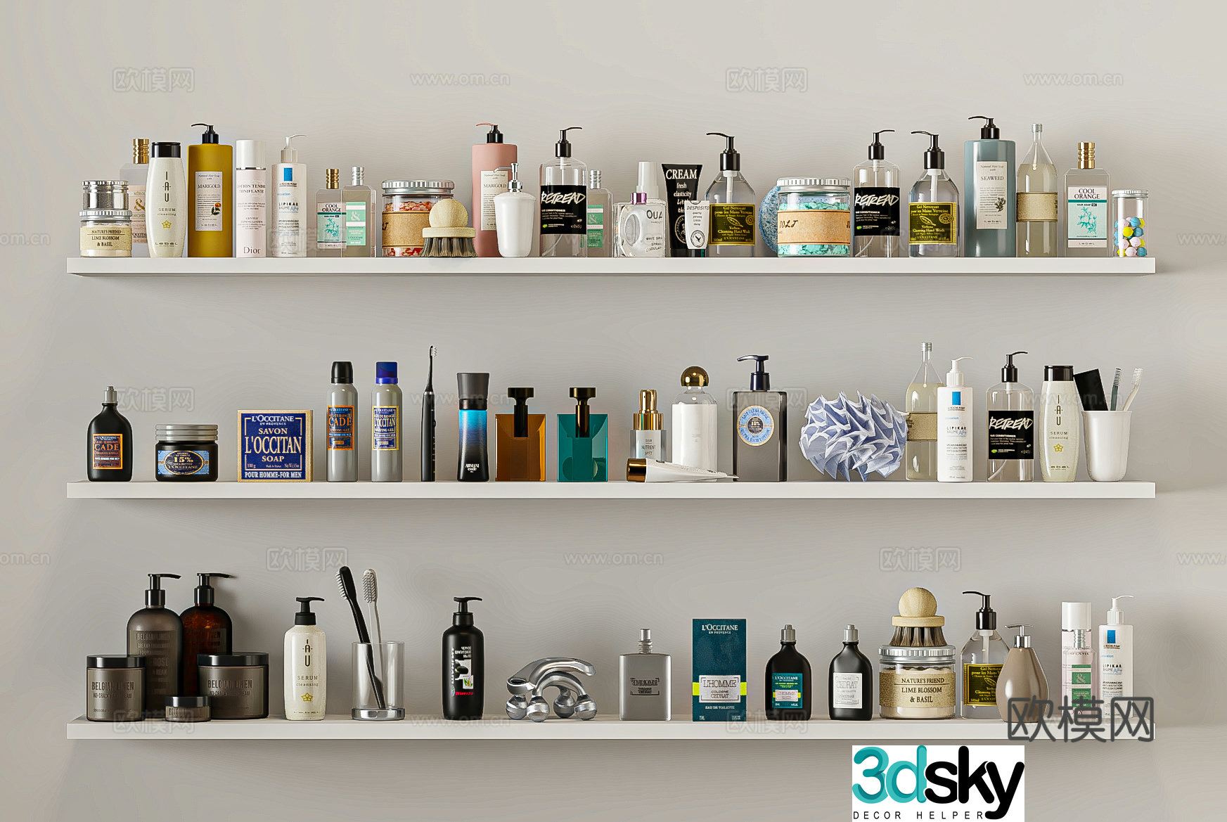 Modern cosmetics toiletries 3d model