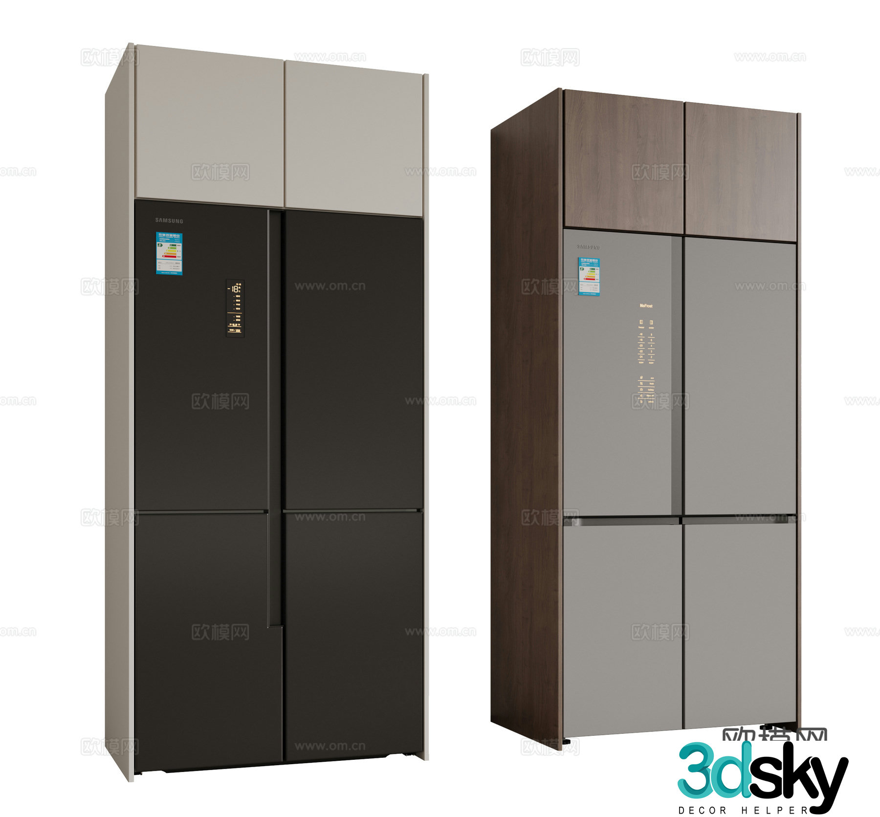 Modern refrigerator freezer zero-embedded refrigerator single and double door refrigerator cross refrigerator flip-open refrigerator 3D model