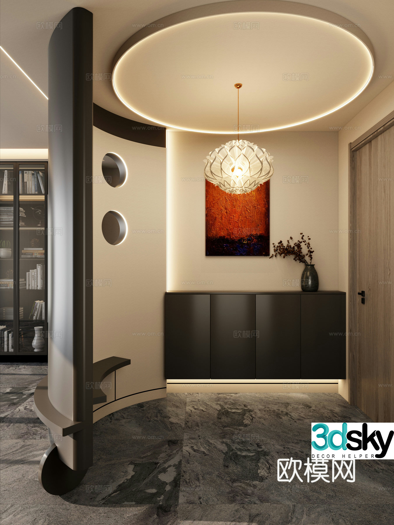 Italian style light luxury style arc embrace type crystal chandeliers door partition 3d model